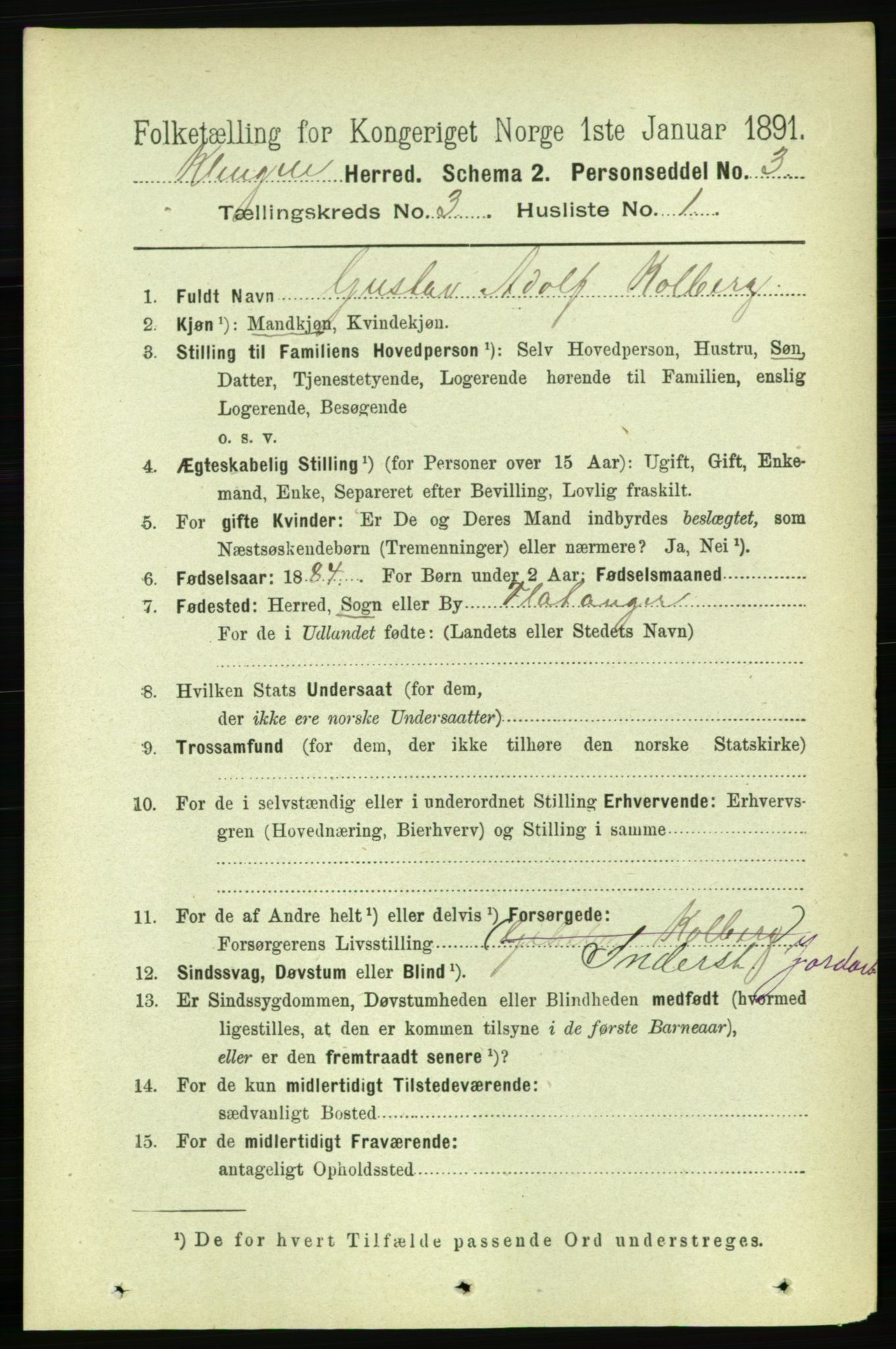 RA, 1891 census for 1746 Klinga, 1891, p. 710