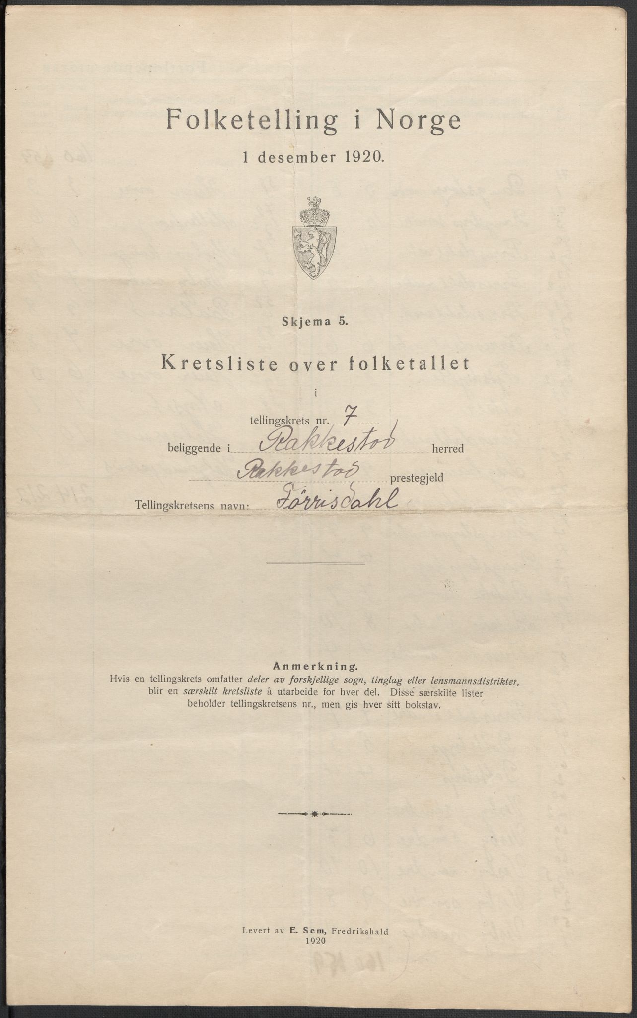 SAO, 1920 census for Rakkestad, 1920, p. 26