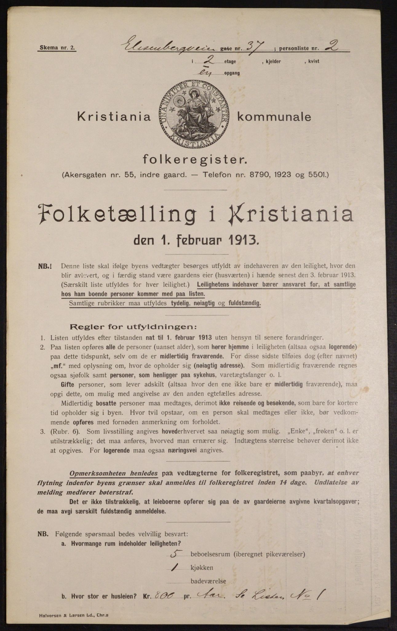 OBA, Municipal Census 1913 for Kristiania, 1913, p. 20955