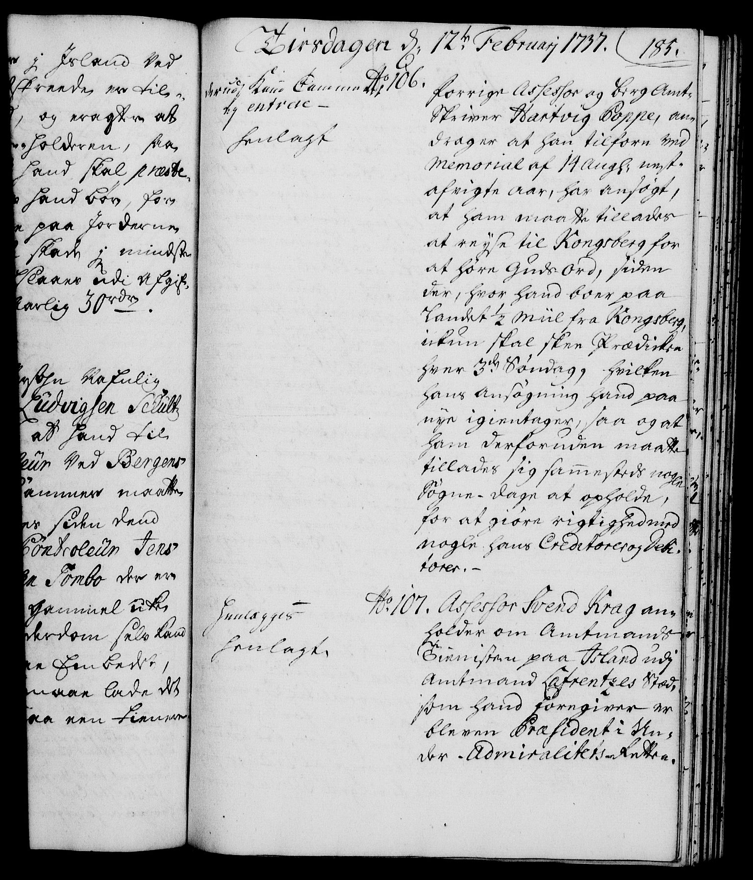 Rentekammeret, Kammerkanselliet, RA/EA-3111/G/Gh/Gha/L0019: Norsk ekstraktmemorialprotokoll (merket RK 53.64), 1736-1737, p. 185