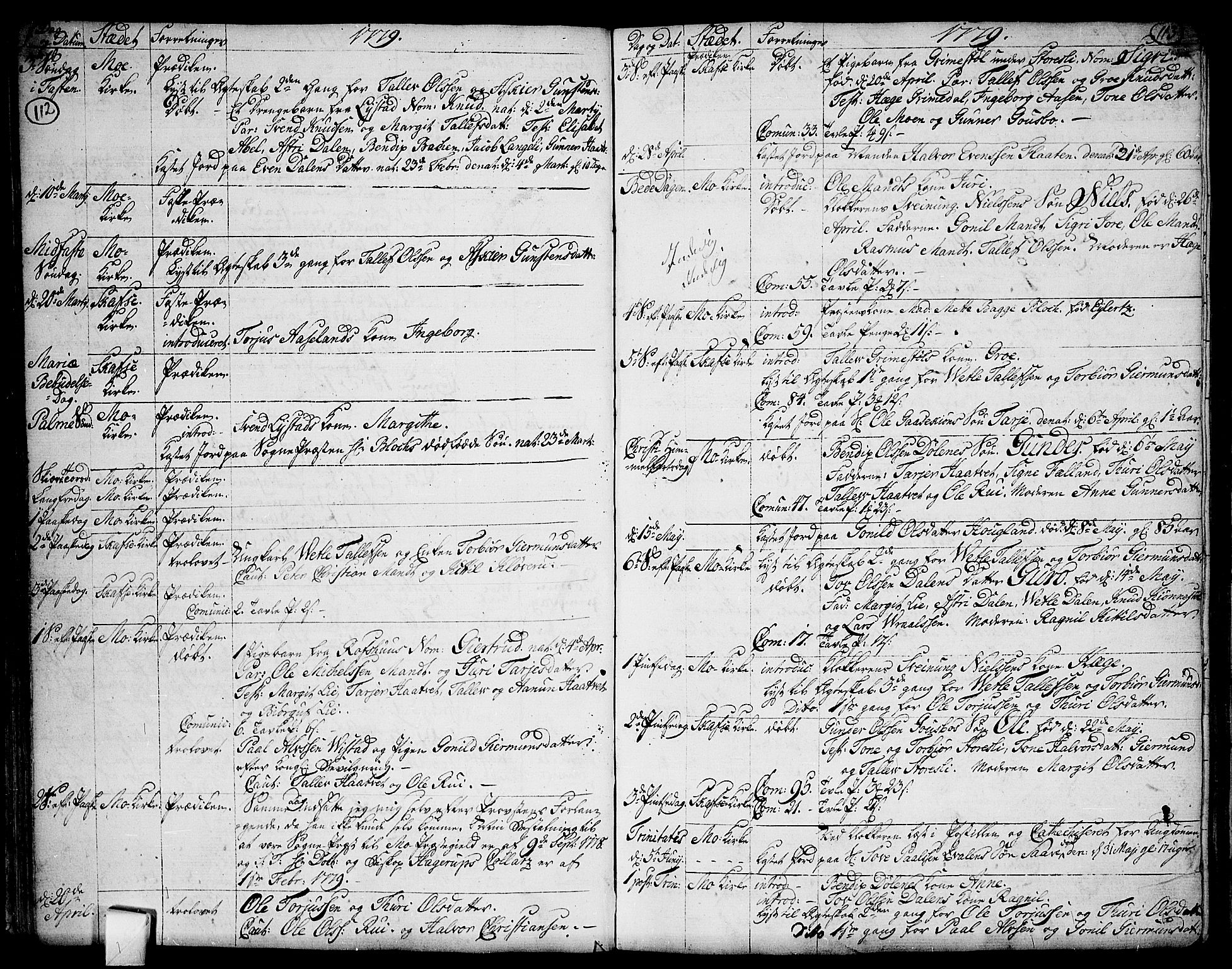 Mo kirkebøker, AV/SAKO-A-286/F/Fa/L0002: Parish register (official) no. I 2, 1766-1799, p. 112-113
