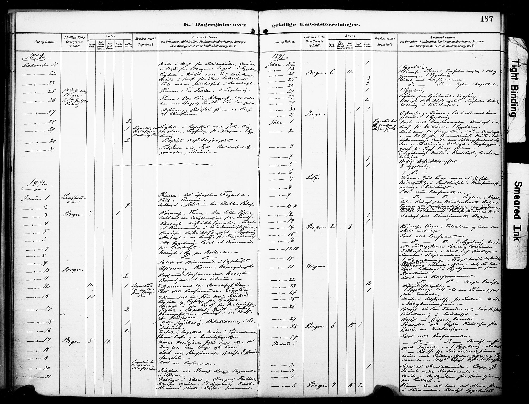Bragernes kirkebøker, SAKO/A-6/F/Fc/L0006: Parish register (official) no. III 6, 1888-1899, p. 187