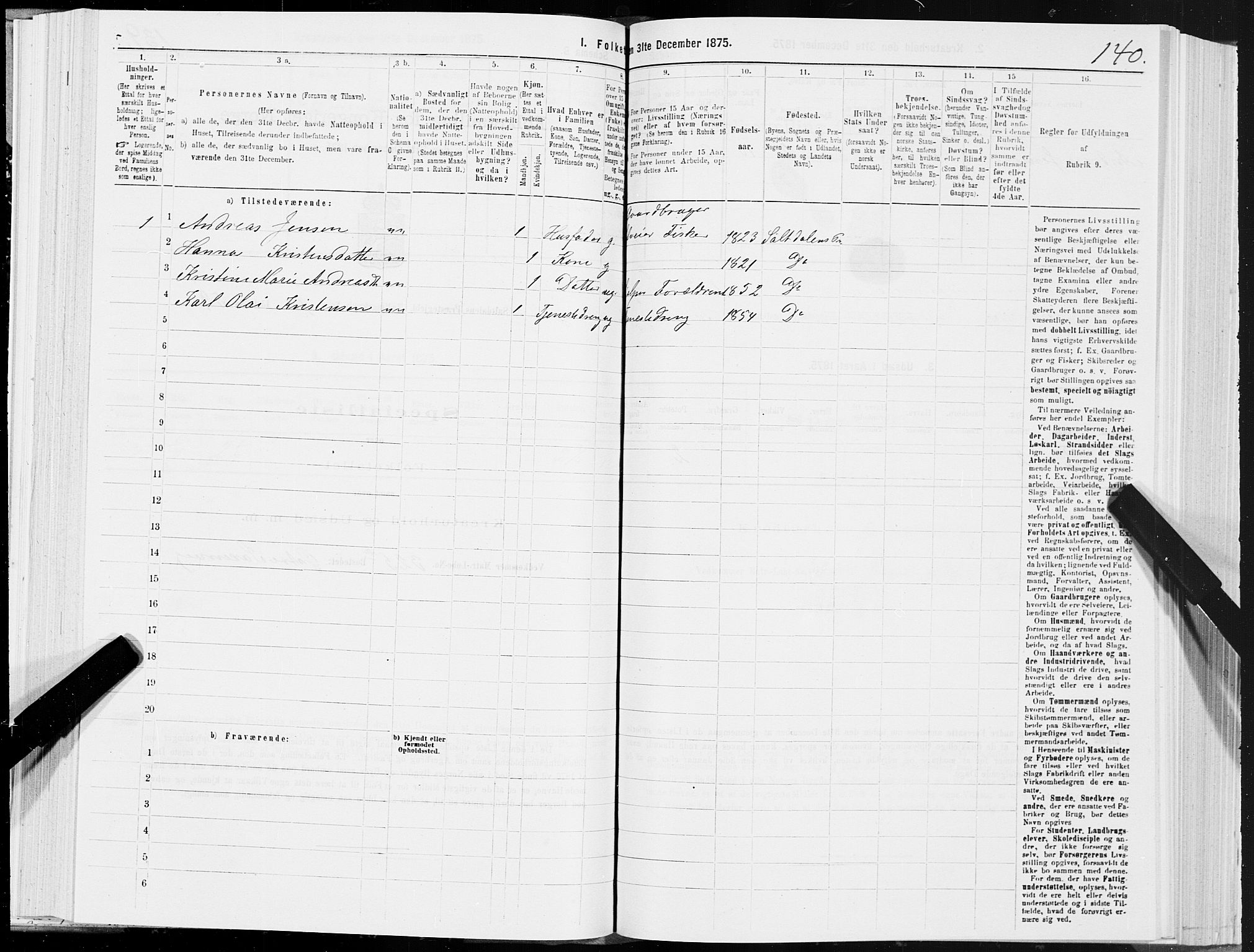 SAT, 1875 census for 1840P Saltdal, 1875, p. 1140