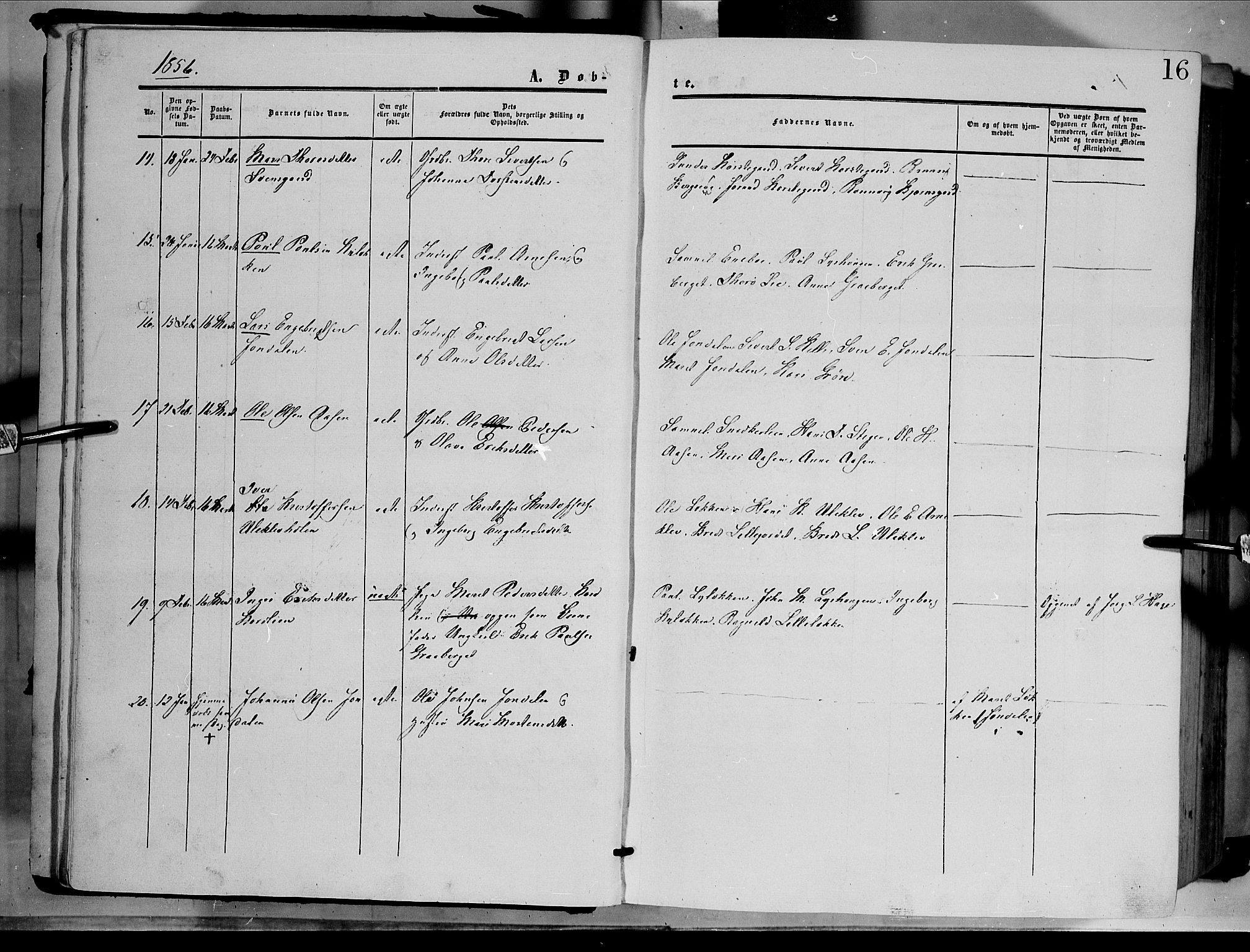 Dovre prestekontor, AV/SAH-PREST-066/H/Ha/Haa/L0001: Parish register (official) no. 1, 1854-1878, p. 16