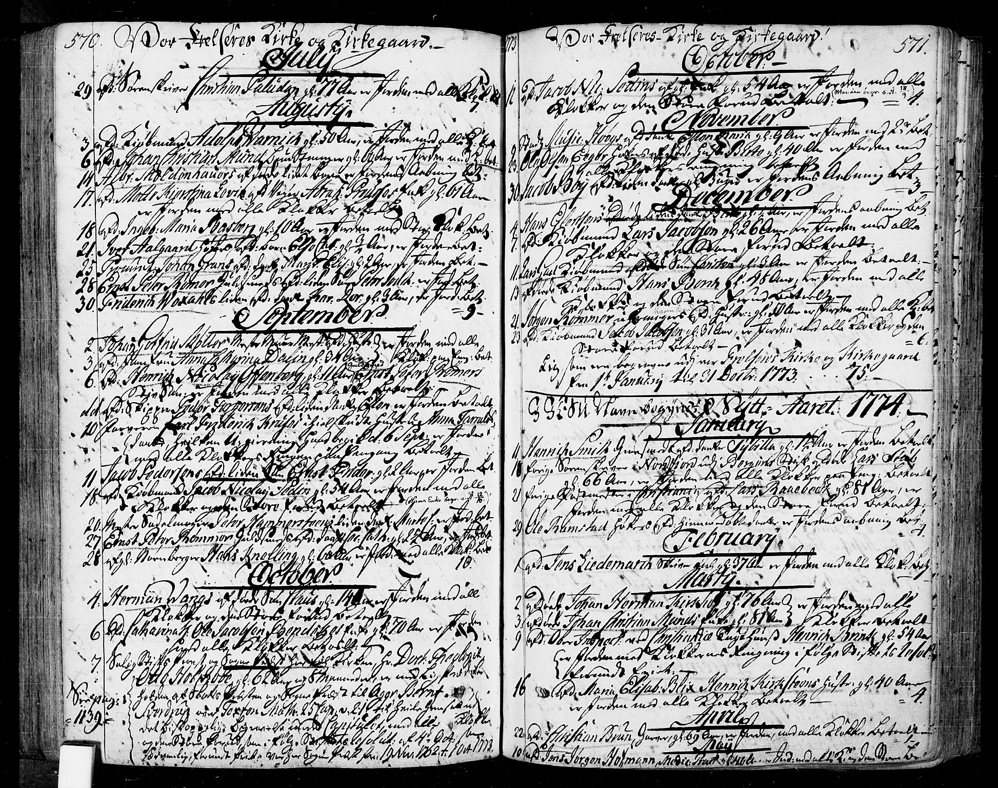 Oslo domkirke Kirkebøker, SAO/A-10752/F/Fa/L0004: Parish register (official) no. 4, 1743-1786, p. 570-571