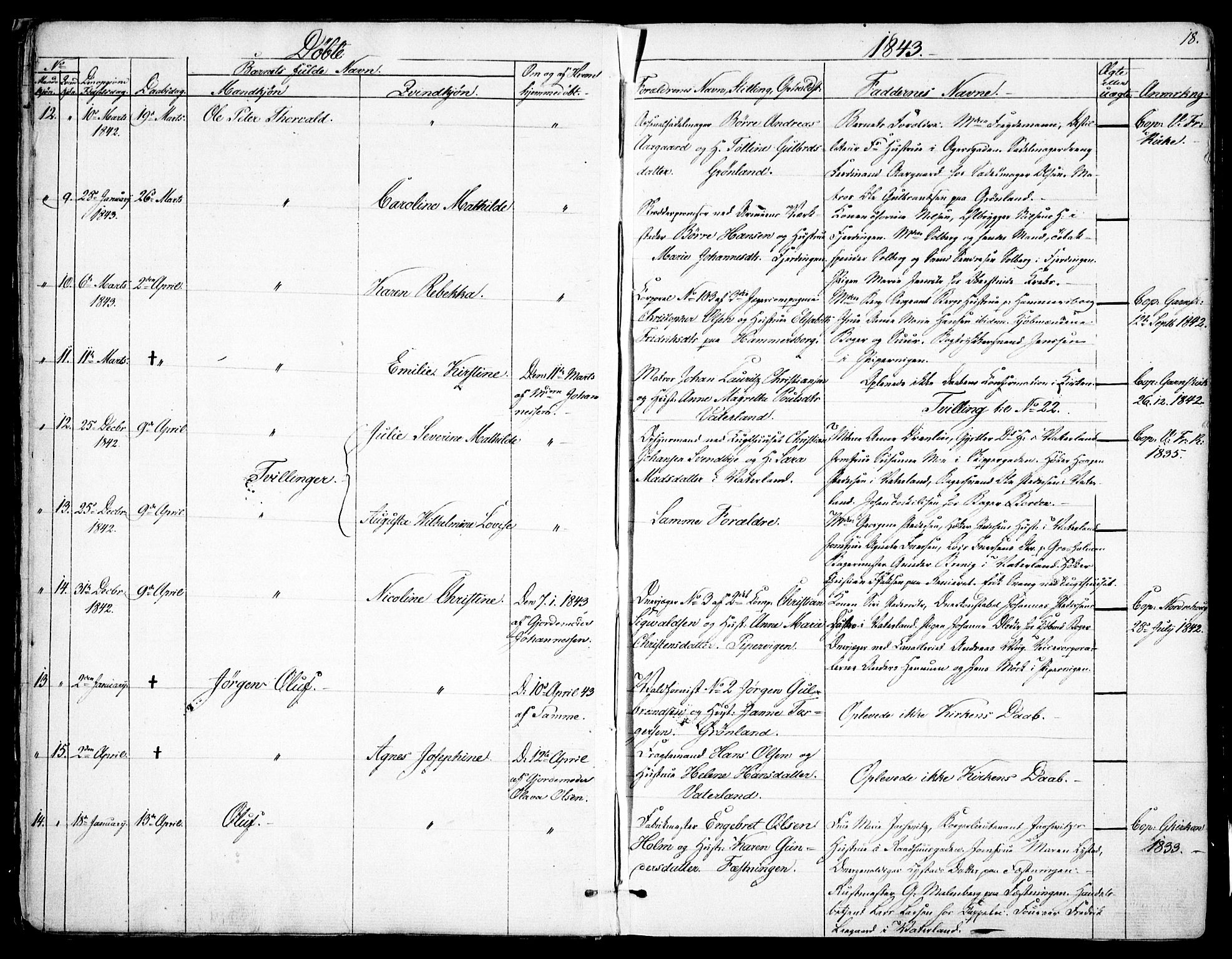 Garnisonsmenigheten Kirkebøker, AV/SAO-A-10846/F/Fa/L0008: Parish register (official) no. 8, 1842-1859, p. 18