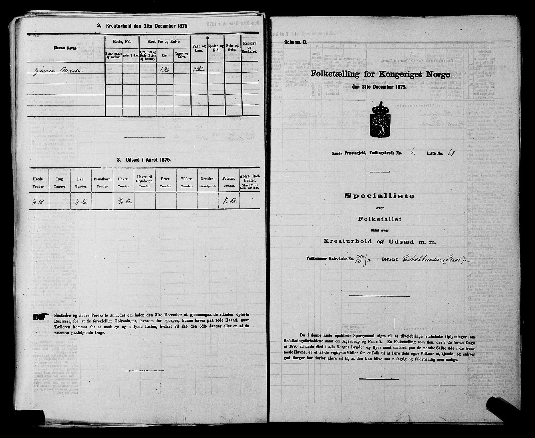 SAKO, 1875 census for 0822P Sauherad, 1875, p. 809