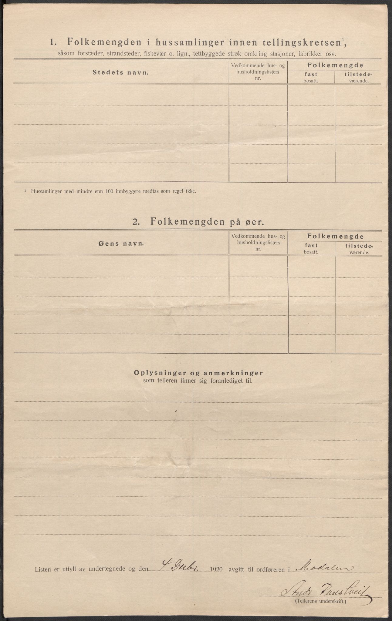 SAB, 1920 census for Modalen, 1920, p. 18