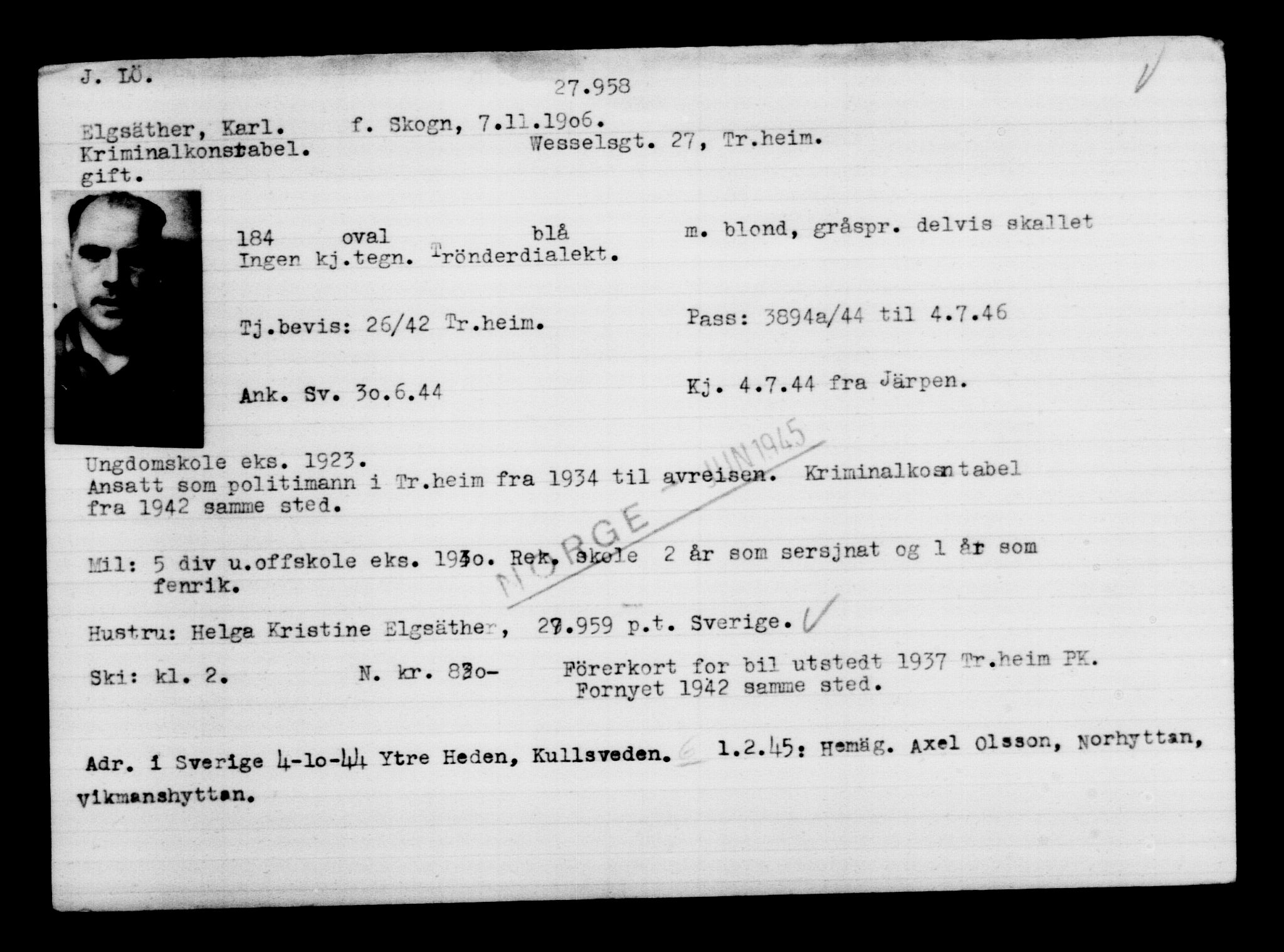 Den Kgl. Norske Legasjons Flyktningskontor, AV/RA-S-6753/V/Va/L0011: Kjesäterkartoteket.  Flyktningenr. 25300-28349, 1940-1945, p. 2835