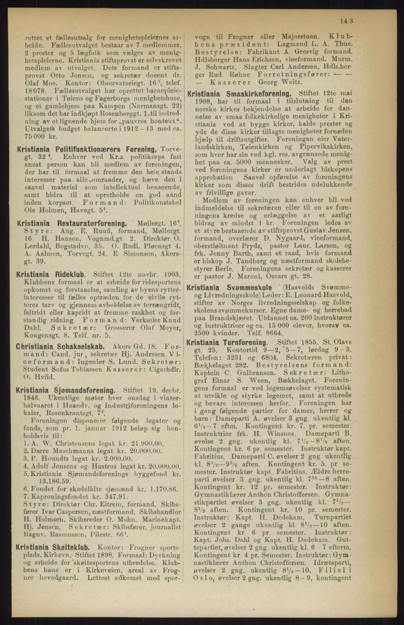 Kristiania/Oslo adressebok, PUBL/-, 1914, p. 143