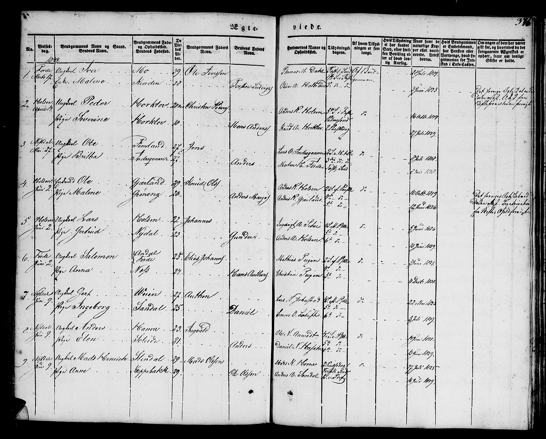 Førde sokneprestembete, SAB/A-79901/H/Haa/Haaa/L0007: Parish register (official) no. A 7, 1843-1860, p. 376