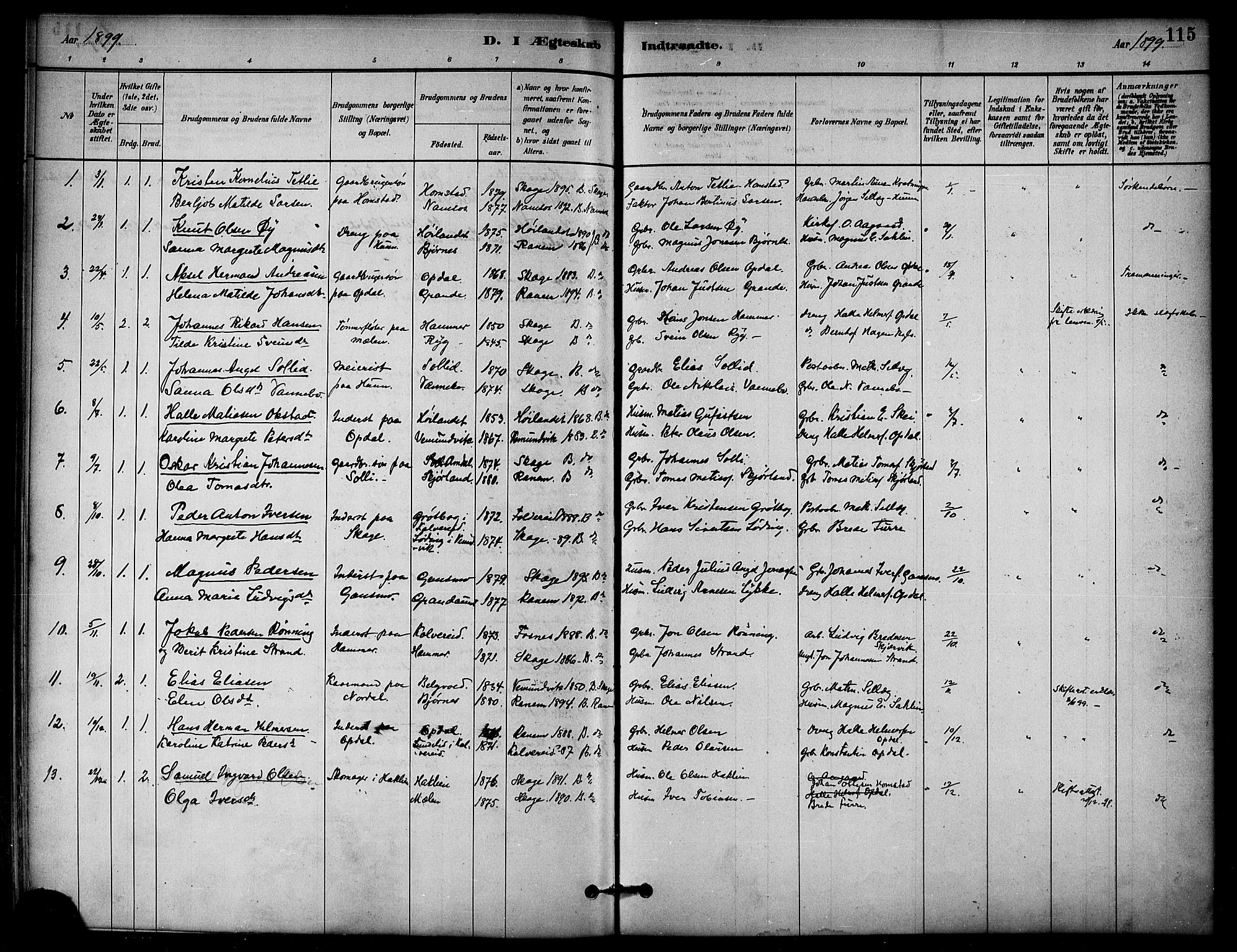 Ministerialprotokoller, klokkerbøker og fødselsregistre - Nord-Trøndelag, SAT/A-1458/766/L0563: Parish register (official) no. 767A01, 1881-1899, p. 115