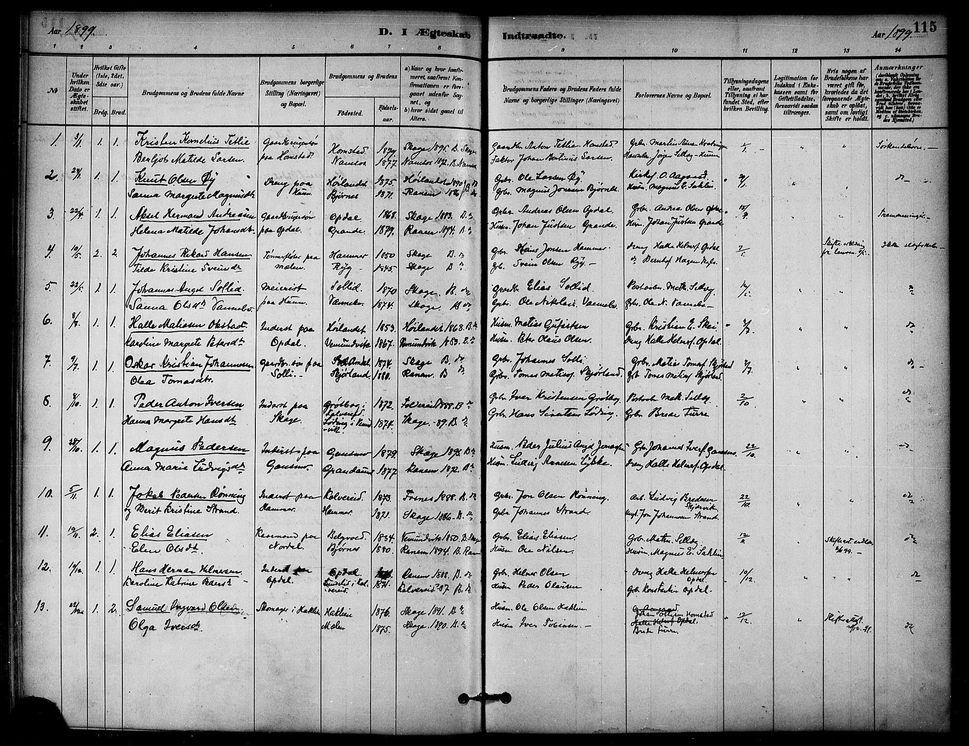 Ministerialprotokoller, klokkerbøker og fødselsregistre - Nord-Trøndelag, AV/SAT-A-1458/766/L0563: Parish register (official) no. 767A01, 1881-1899, p. 115