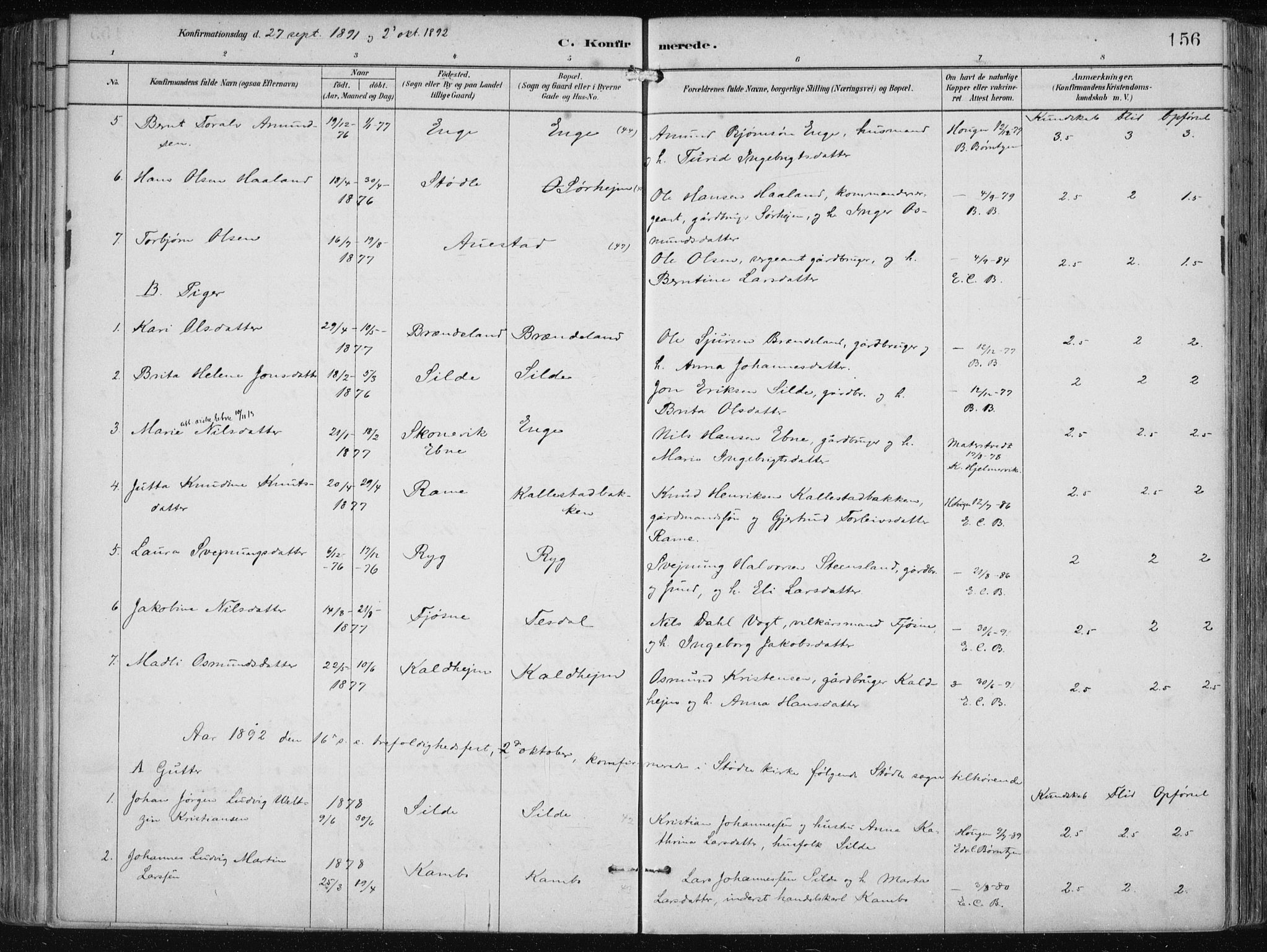 Etne sokneprestembete, SAB/A-75001/H/Haa: Parish register (official) no. B  1, 1879-1919, p. 156