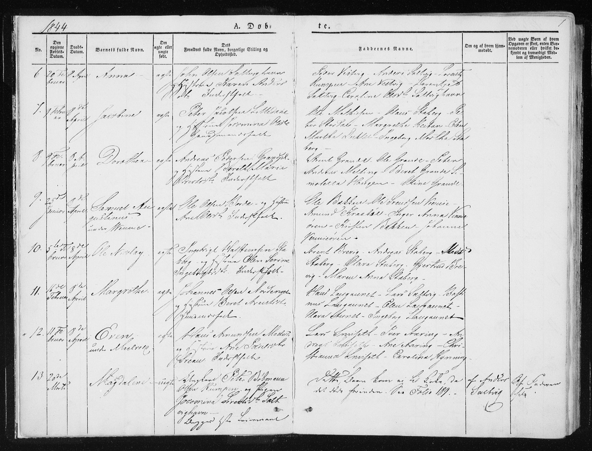 Ministerialprotokoller, klokkerbøker og fødselsregistre - Nord-Trøndelag, SAT/A-1458/733/L0323: Parish register (official) no. 733A02, 1843-1870, p. 7