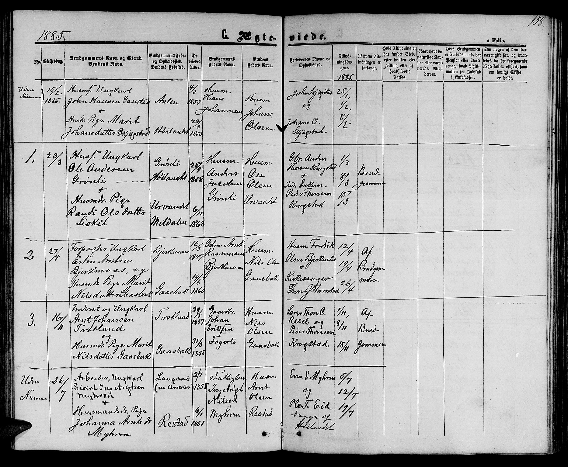 Ministerialprotokoller, klokkerbøker og fødselsregistre - Sør-Trøndelag, SAT/A-1456/694/L1131: Parish register (copy) no. 694C03, 1858-1886, p. 158