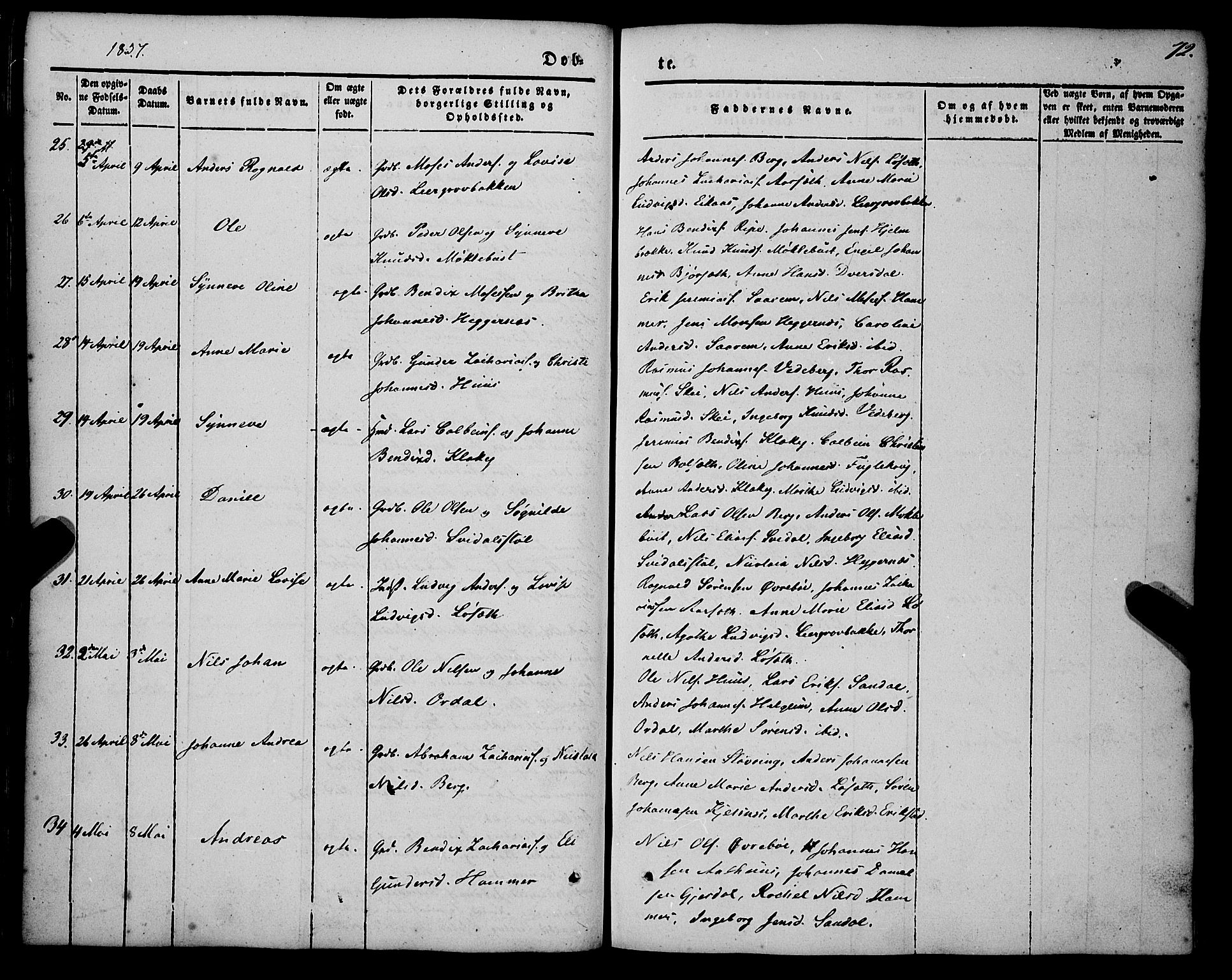 Jølster sokneprestembete, AV/SAB-A-80701/H/Haa/Haaa/L0010: Parish register (official) no. A 10, 1847-1865, p. 72