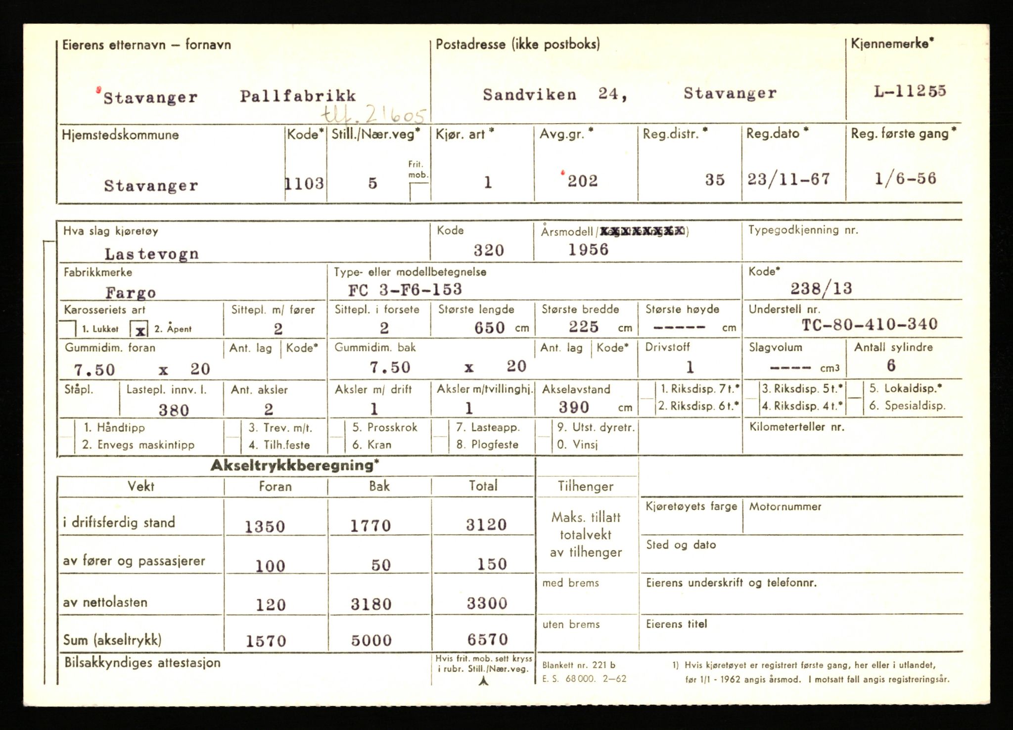 Stavanger trafikkstasjon, AV/SAST-A-101942/0/F/L0020: L-11000 - L-11499, 1930-1971, p. 1135