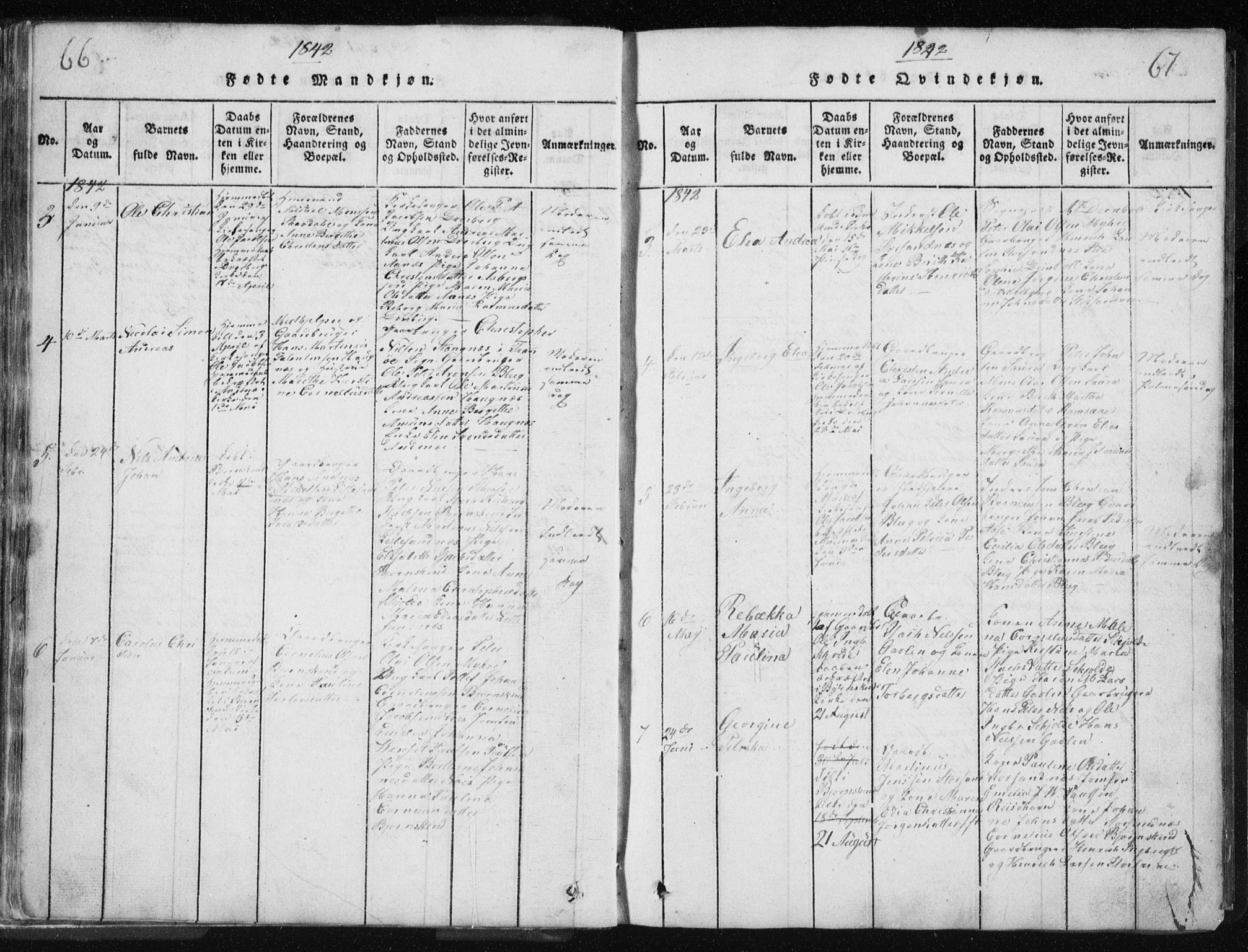 Ministerialprotokoller, klokkerbøker og fødselsregistre - Nordland, AV/SAT-A-1459/897/L1411: Parish register (copy) no. 897C01, 1820-1866, p. 66-67