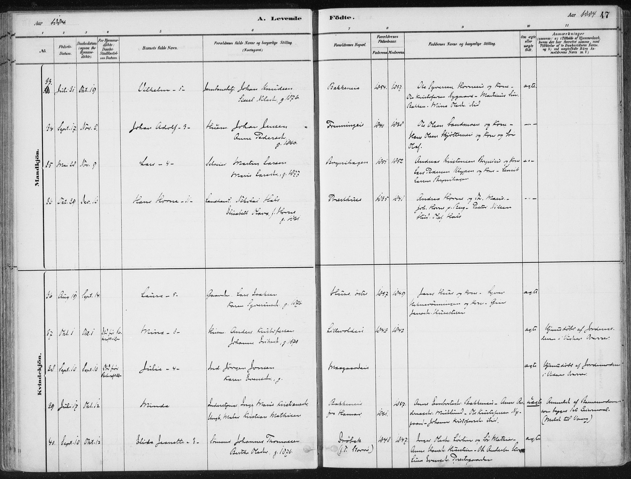 Romedal prestekontor, SAH/PREST-004/K/L0010: Parish register (official) no. 10, 1880-1895, p. 47
