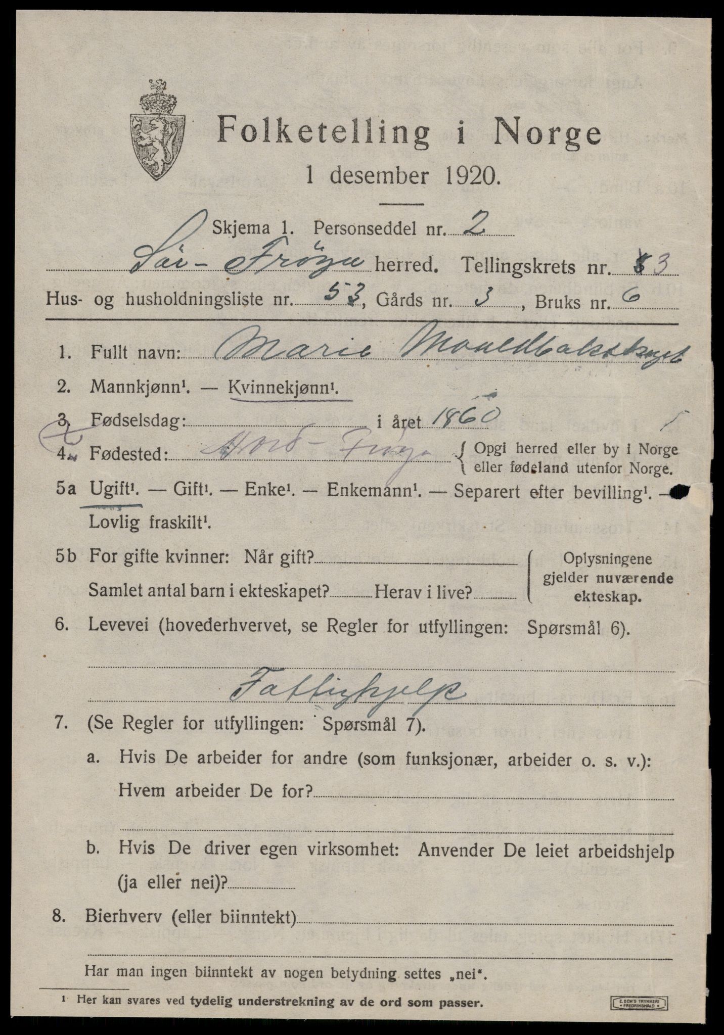 SAT, 1920 census for Sør-Frøya, 1920, p. 3385