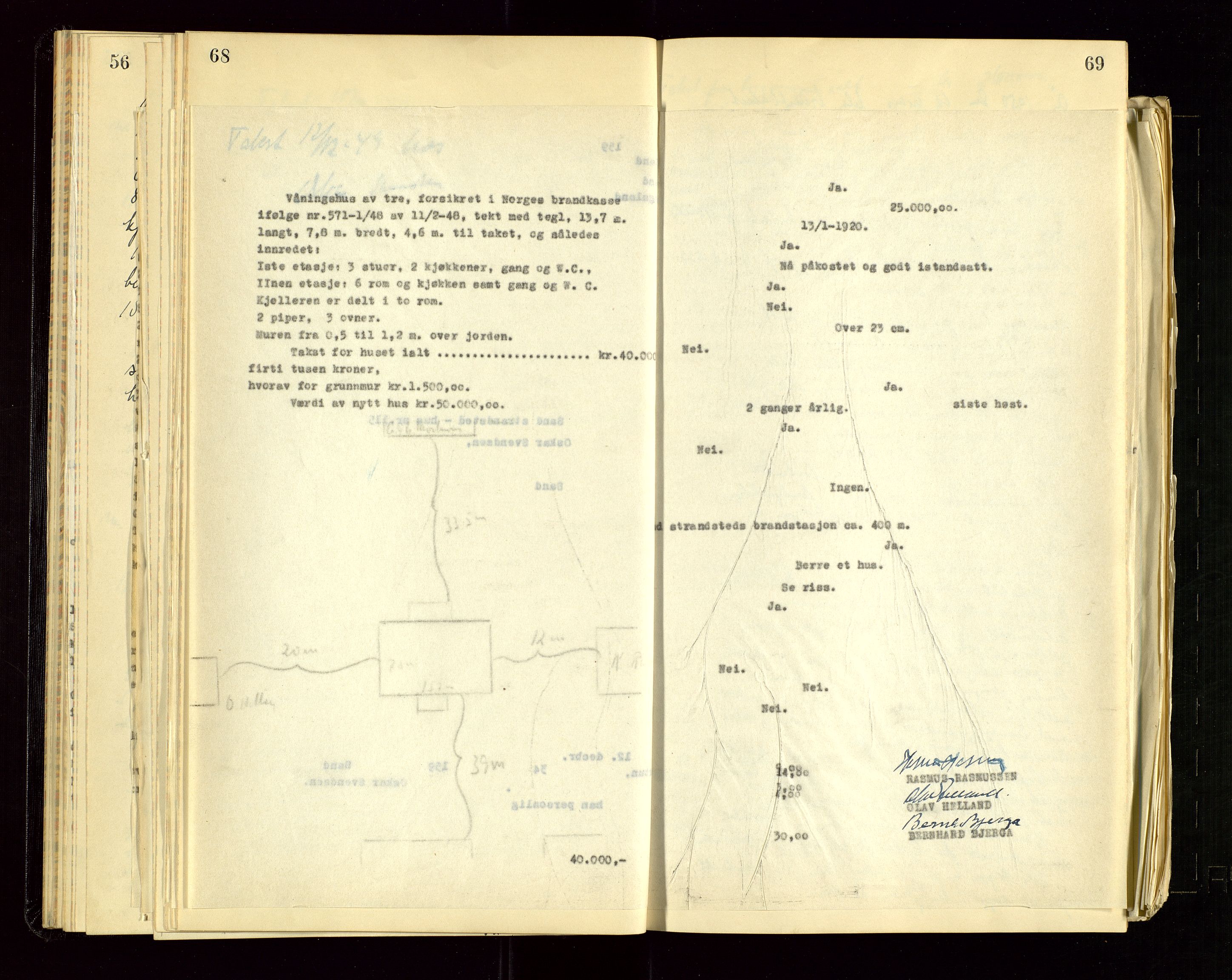 Sand lensmannskontor, AV/SAST-A-100415/Gob/L0004: Branntakstprotokoll, 1937-1955, p. 68-69