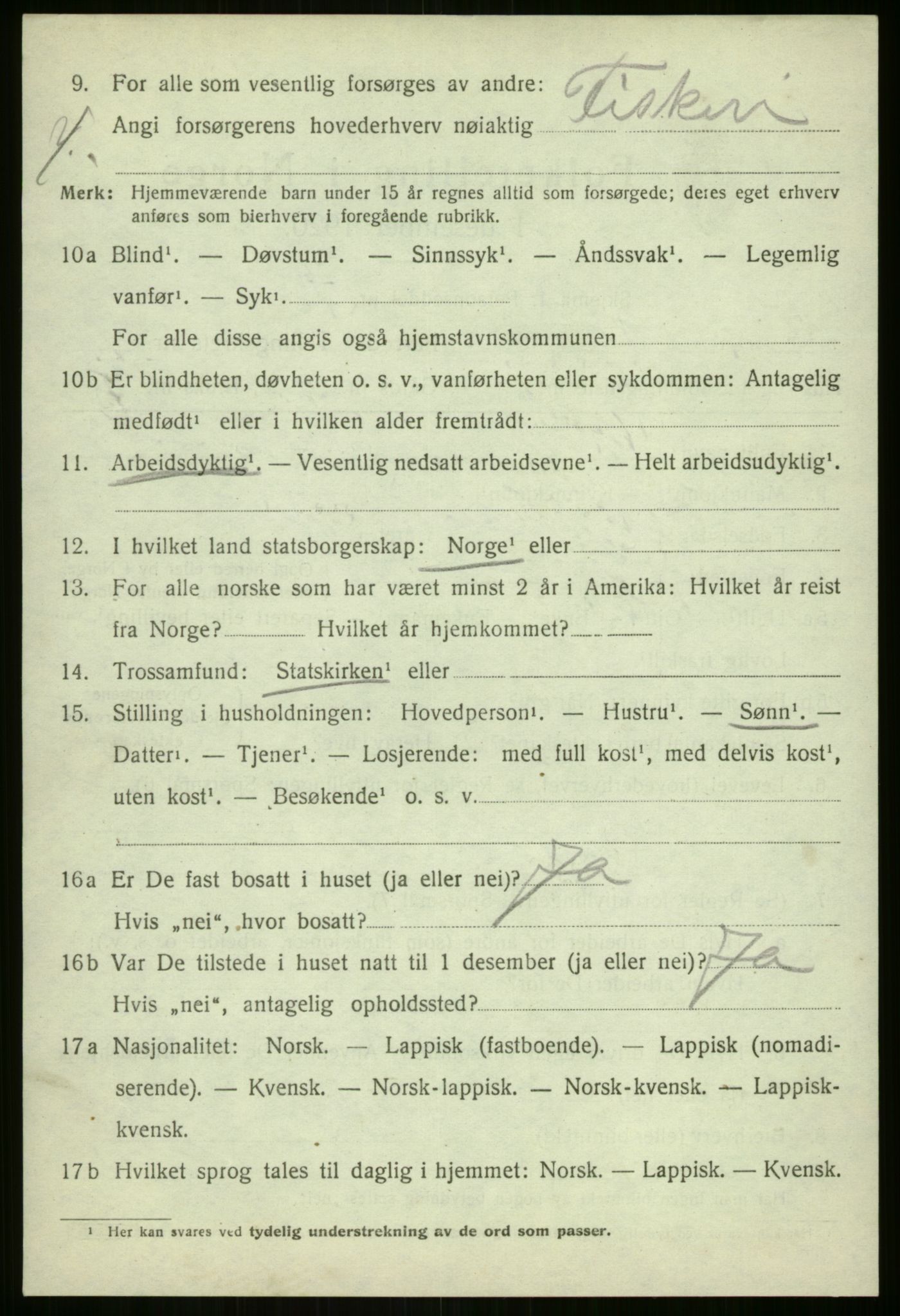 SATØ, 1920 census for Berg, 1920, p. 810