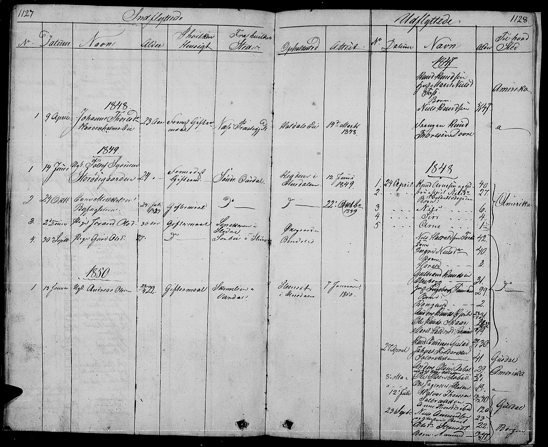 Nord-Aurdal prestekontor, SAH/PREST-132/H/Ha/Hab/L0001: Parish register (copy) no. 1, 1834-1887, p. 1127-1128