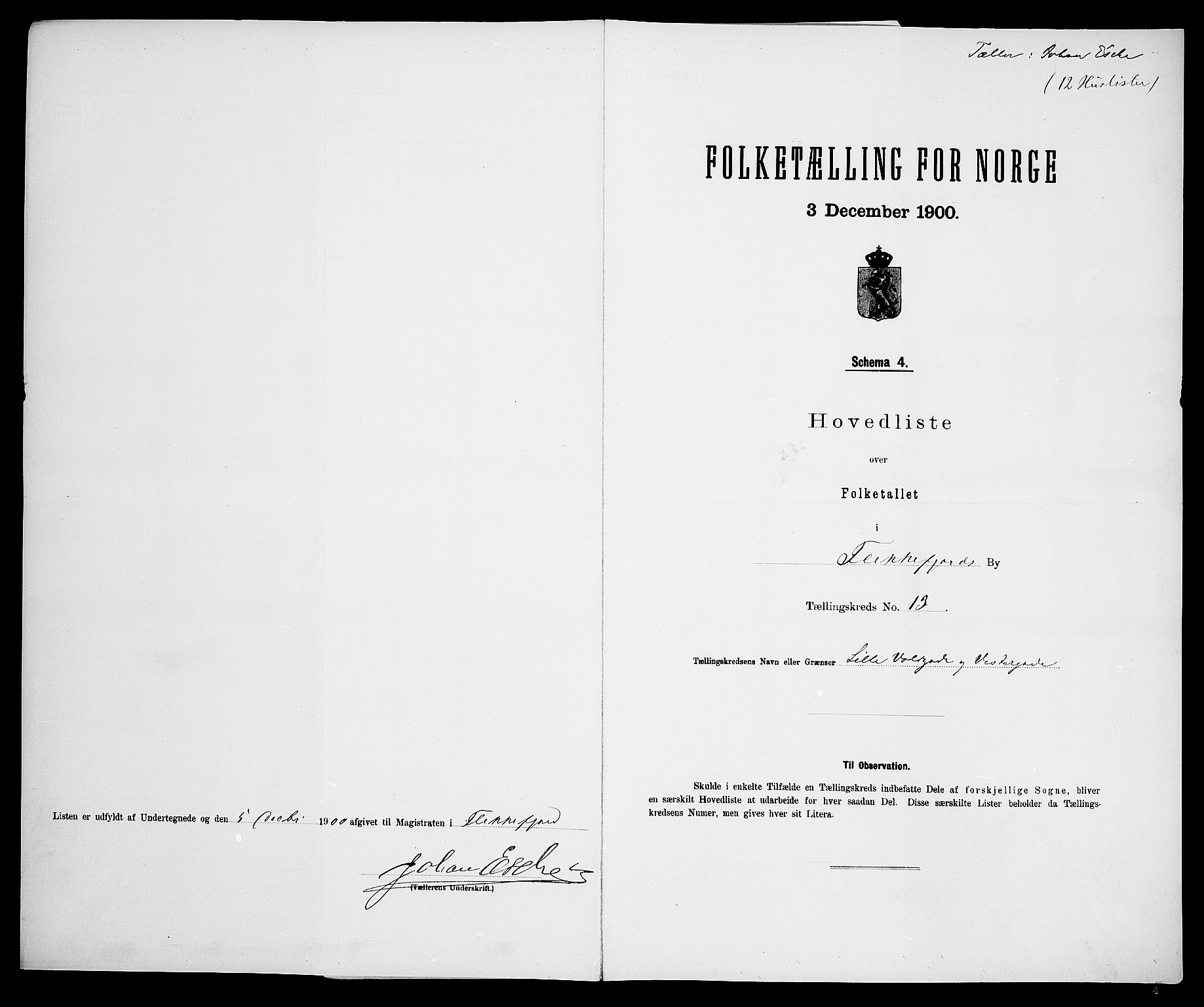 SAK, 1900 census for Flekkefjord, 1900, p. 50