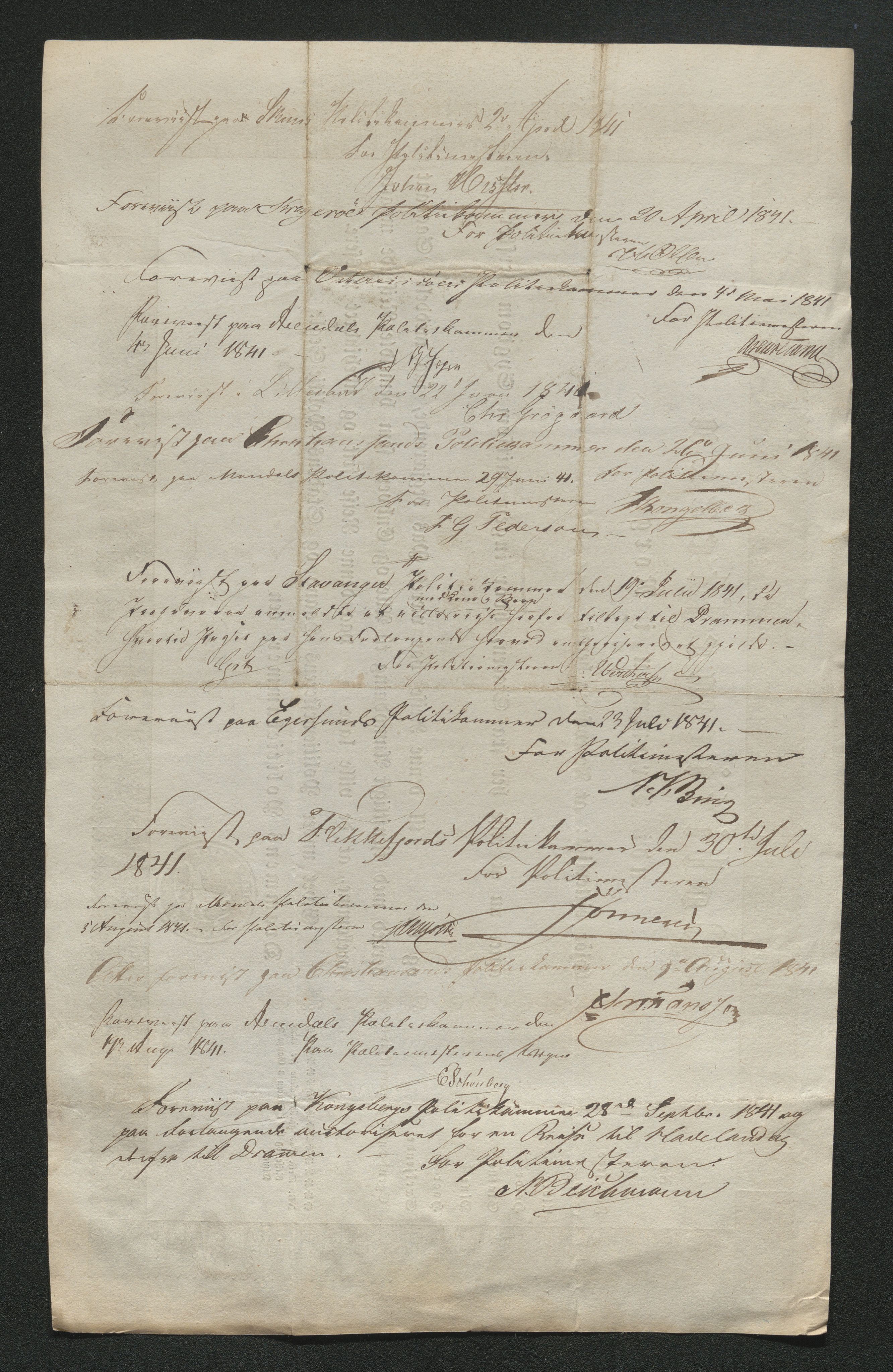 Drammen politikammer, SAKO/A-623/I/Ia/Iab/L0006: Innleverte pass, 1841-1842, p. 286