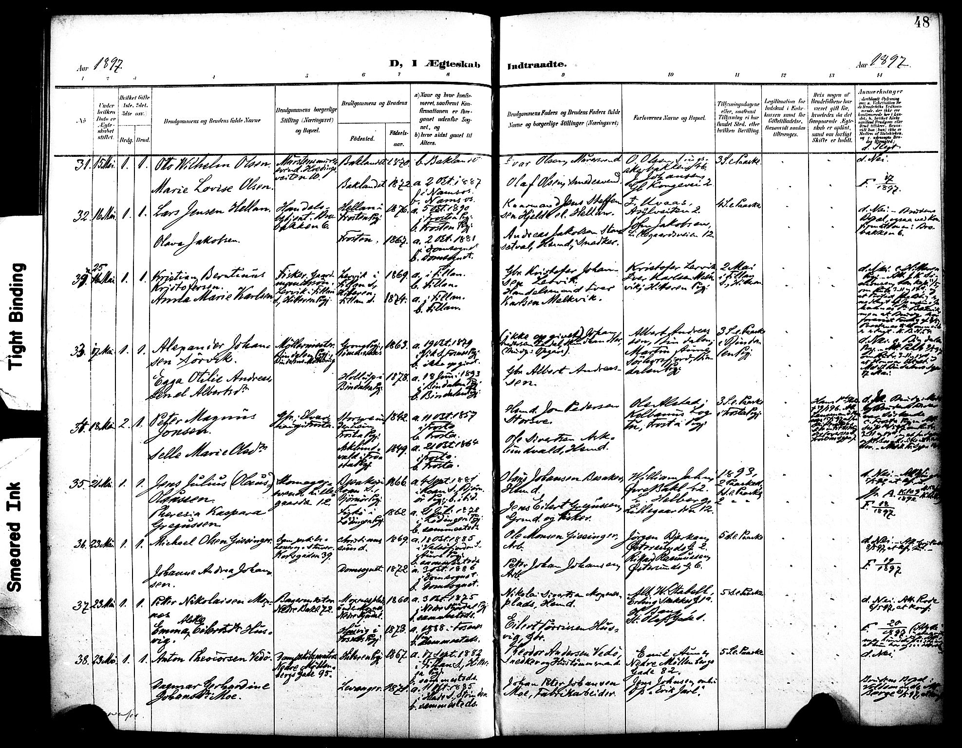 Ministerialprotokoller, klokkerbøker og fødselsregistre - Sør-Trøndelag, AV/SAT-A-1456/604/L0198: Parish register (official) no. 604A19, 1893-1900, p. 48