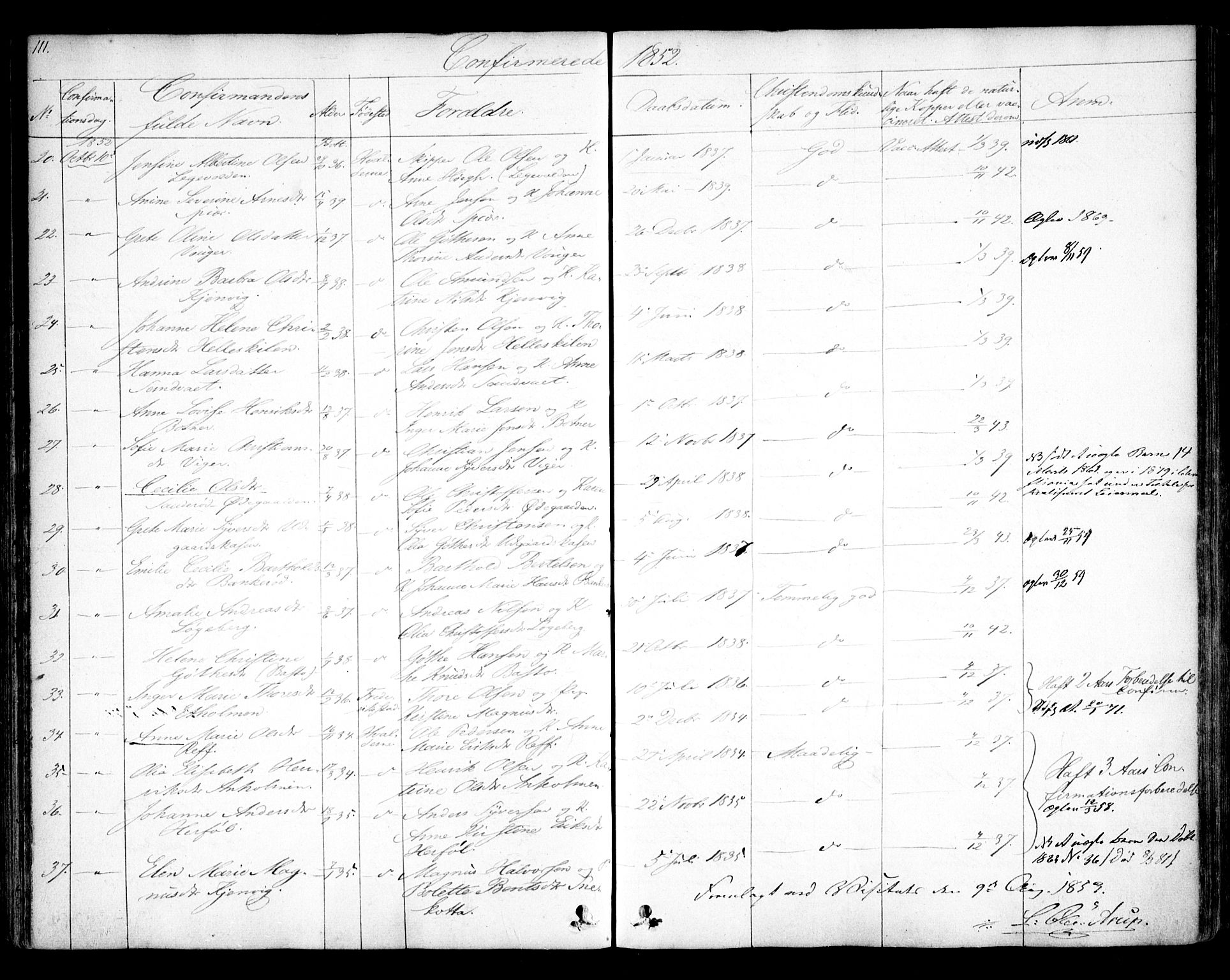 Hvaler prestekontor Kirkebøker, AV/SAO-A-2001/F/Fa/L0006: Parish register (official) no. I 6, 1846-1863, p. 111