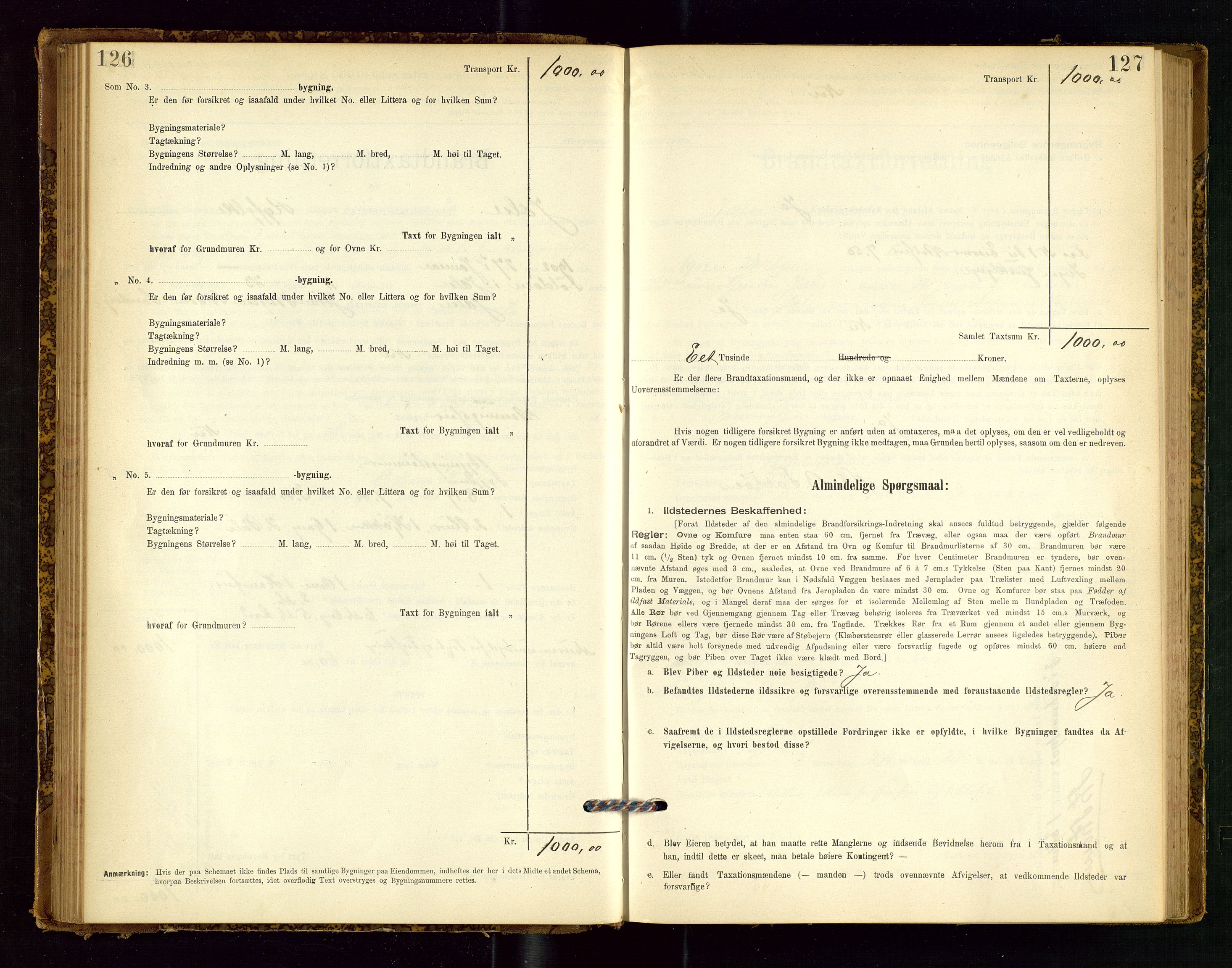 Jelsa lensmannskontor, SAST/A-100360/Gob/L0001: "Brandtaxationsprotocol", 1895-1918, p. 126-127