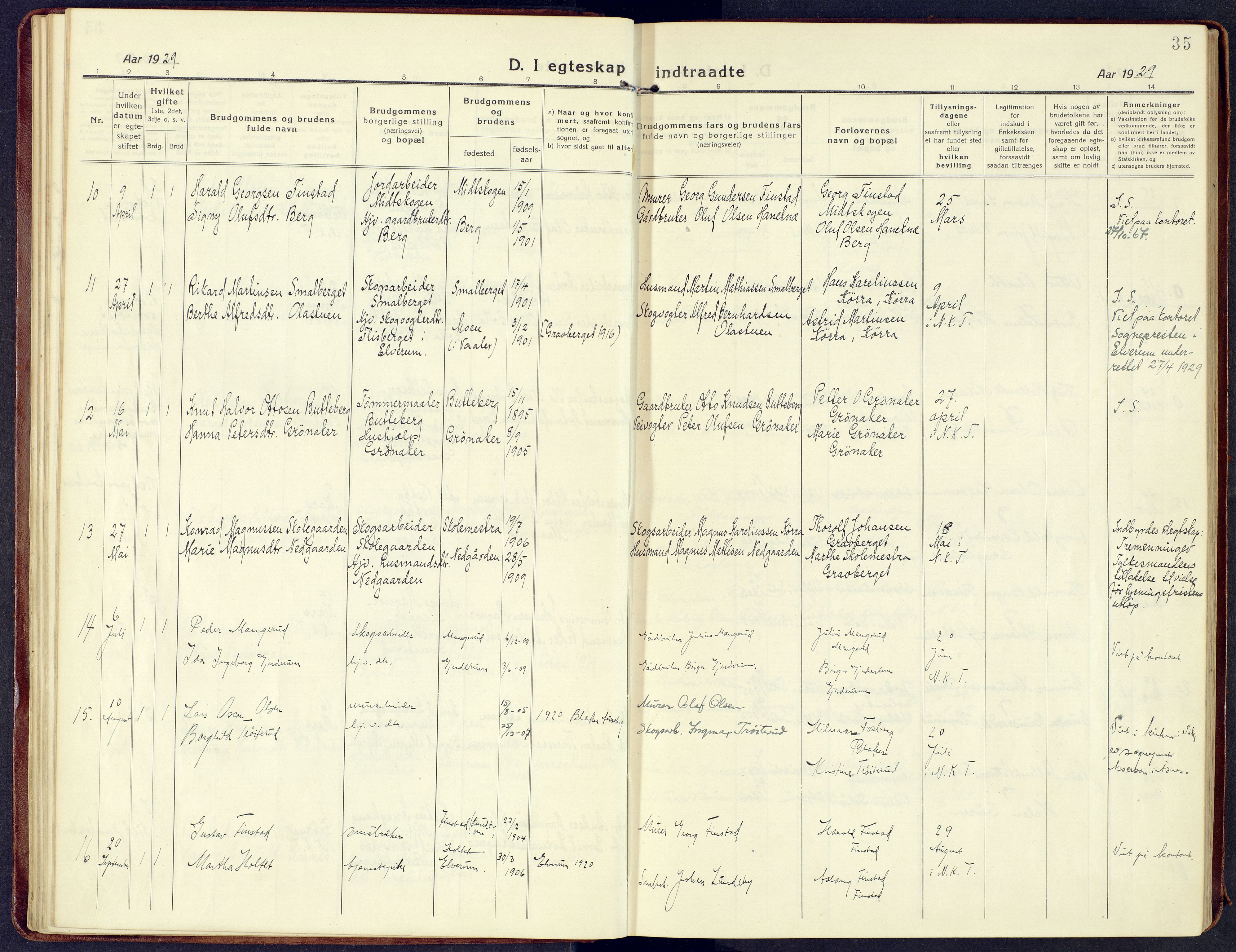 Våler prestekontor, Hedmark, AV/SAH-PREST-040/H/Ha/Haa/L0011: Parish register (official) no. 11, 1919-1933, p. 35