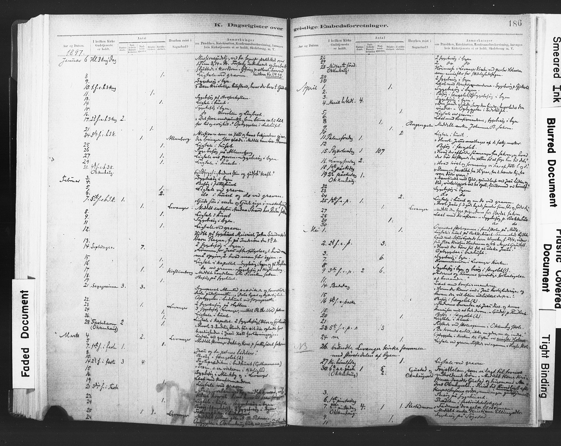 Ministerialprotokoller, klokkerbøker og fødselsregistre - Nord-Trøndelag, SAT/A-1458/720/L0189: Parish register (official) no. 720A05, 1880-1911, p. 186