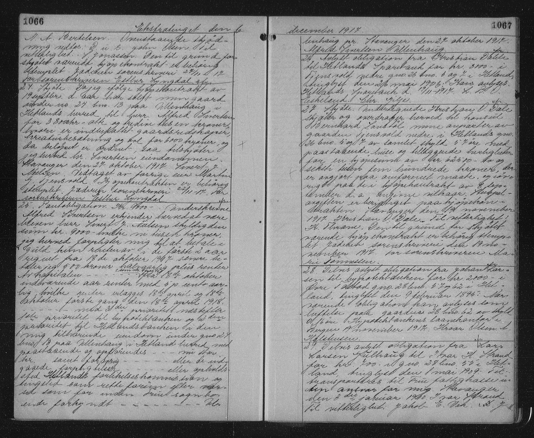 Jæren sorenskriveri, SAST/A-100310/01/4/41/41BF/L0030: Mortgage book no. 30b, 1917-1917, p. 1066-1067