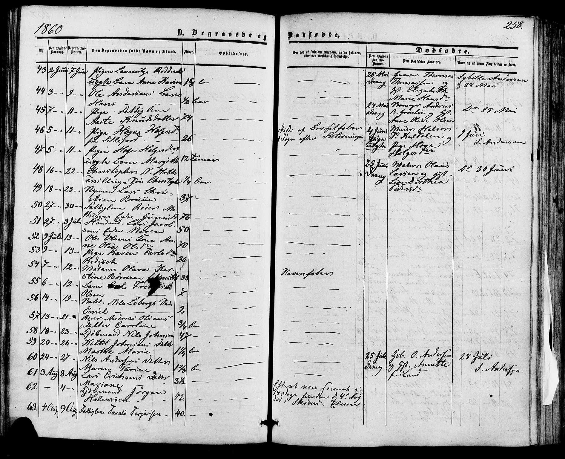 Skien kirkebøker, SAKO/A-302/F/Fa/L0007: Parish register (official) no. 7, 1856-1865, p. 258