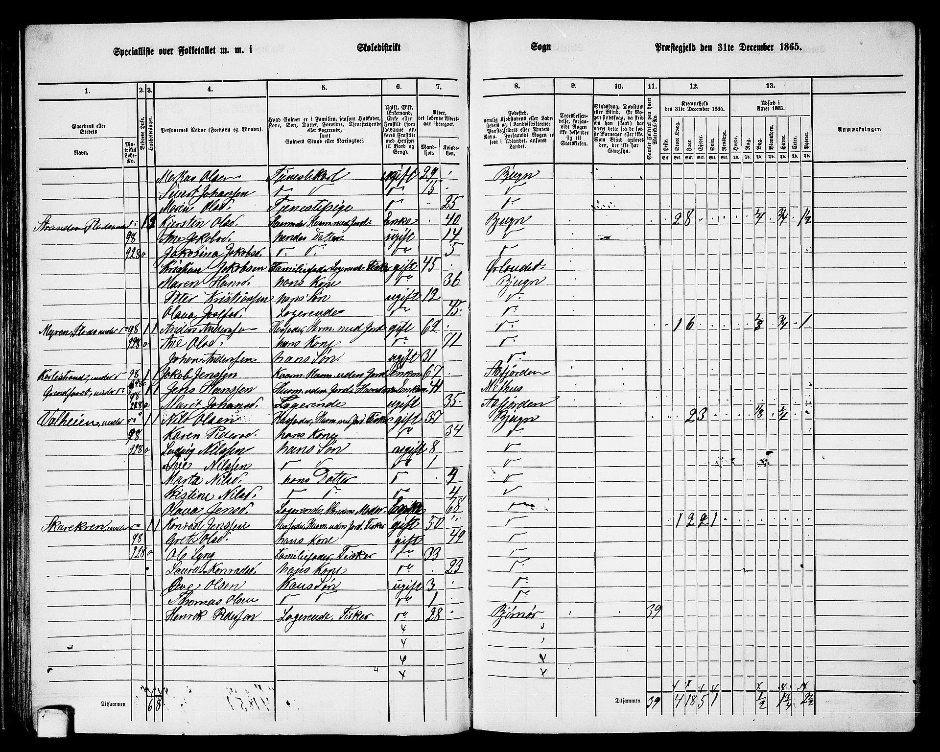 RA, 1865 census for Bjugn, 1865, p. 51