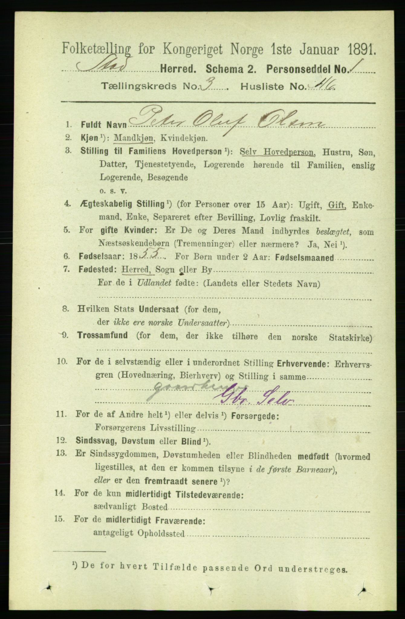 RA, 1891 census for 1734 Stod, 1891, p. 1604