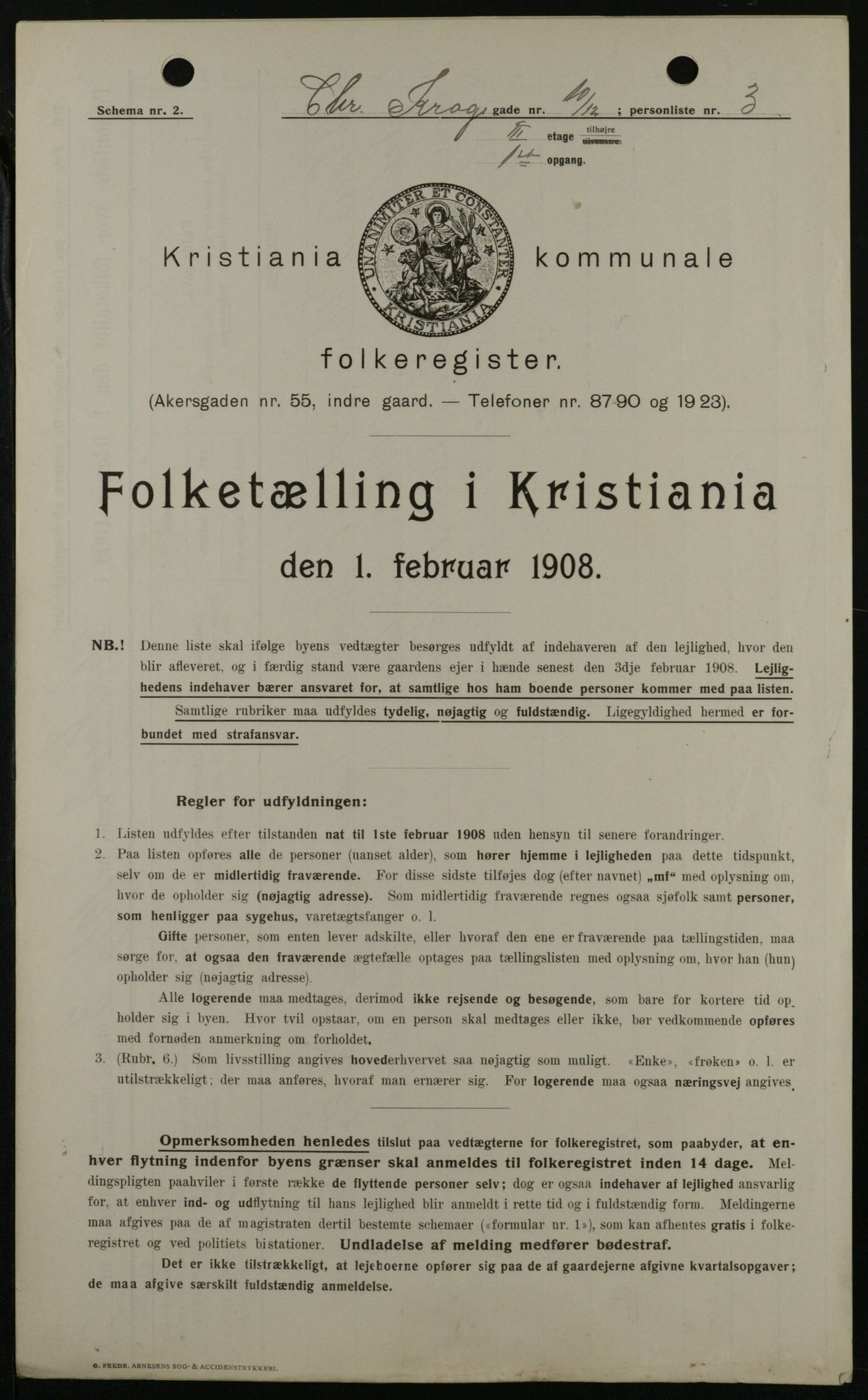 OBA, Municipal Census 1908 for Kristiania, 1908, p. 11105