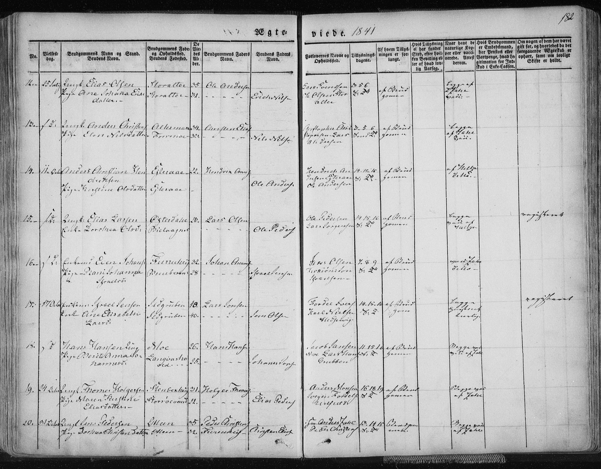 Ministerialprotokoller, klokkerbøker og fødselsregistre - Nordland, AV/SAT-A-1459/827/L0390: Parish register (official) no. 827A02, 1826-1841, p. 182