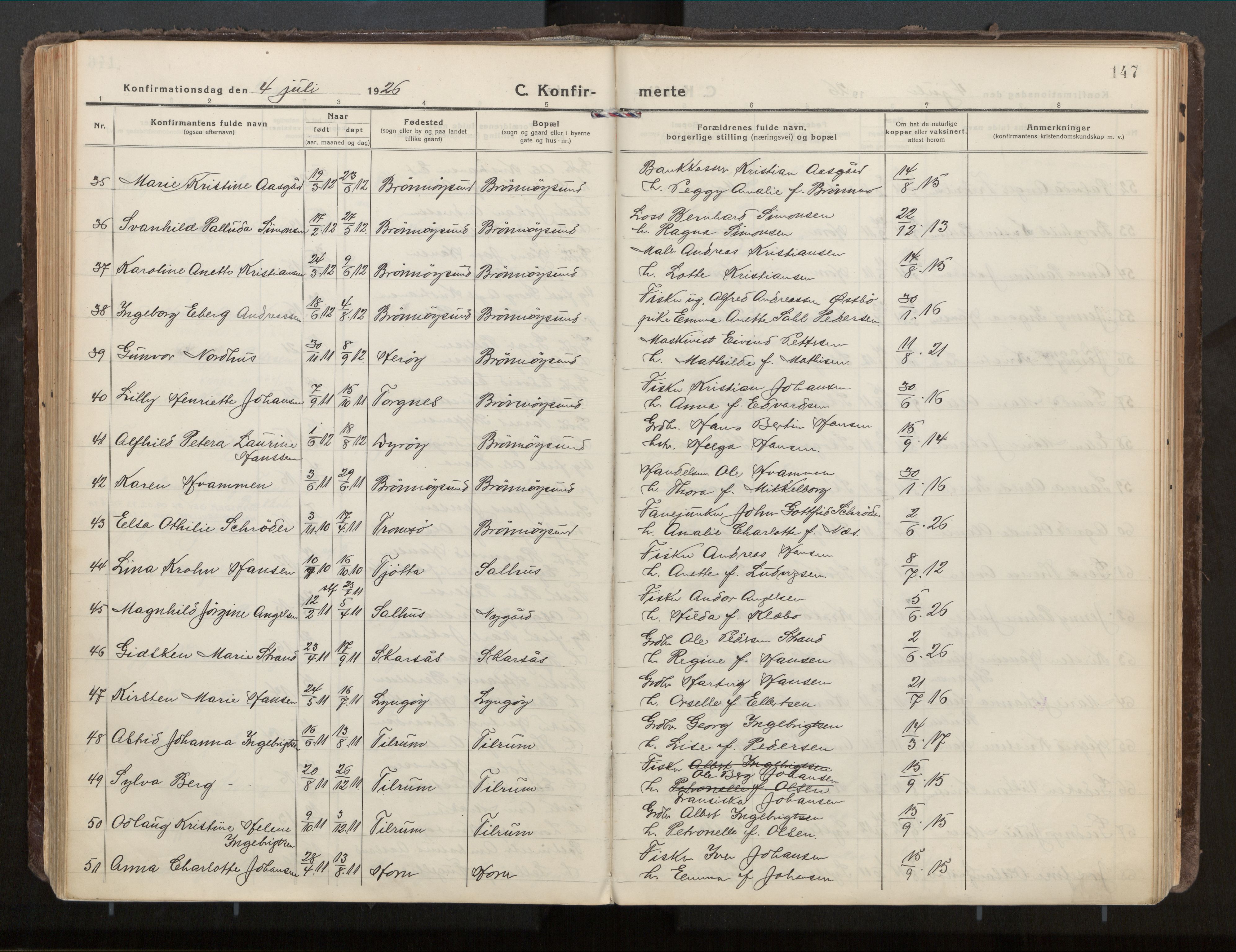 Ministerialprotokoller, klokkerbøker og fødselsregistre - Nordland, AV/SAT-A-1459/813/L0207a: Parish register (official) no. 813A18, 1919-1927, p. 147