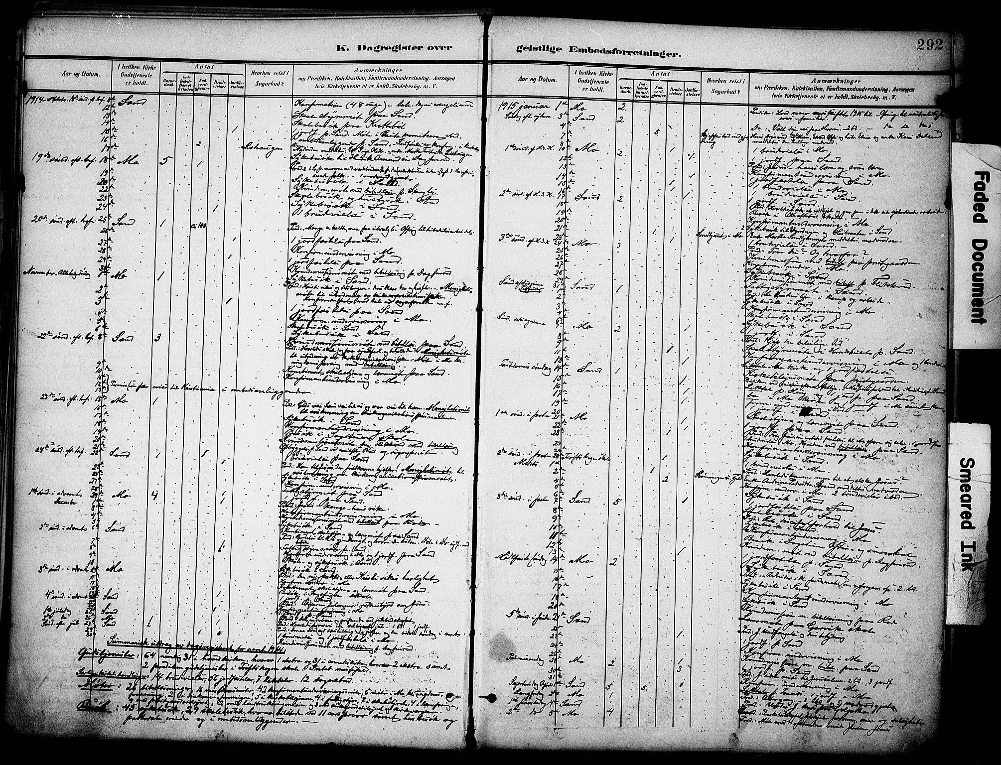 Nord-Odal prestekontor, SAH/PREST-032/H/Ha/Haa/L0007: Parish register (official) no. 7, 1902-1926, p. 292