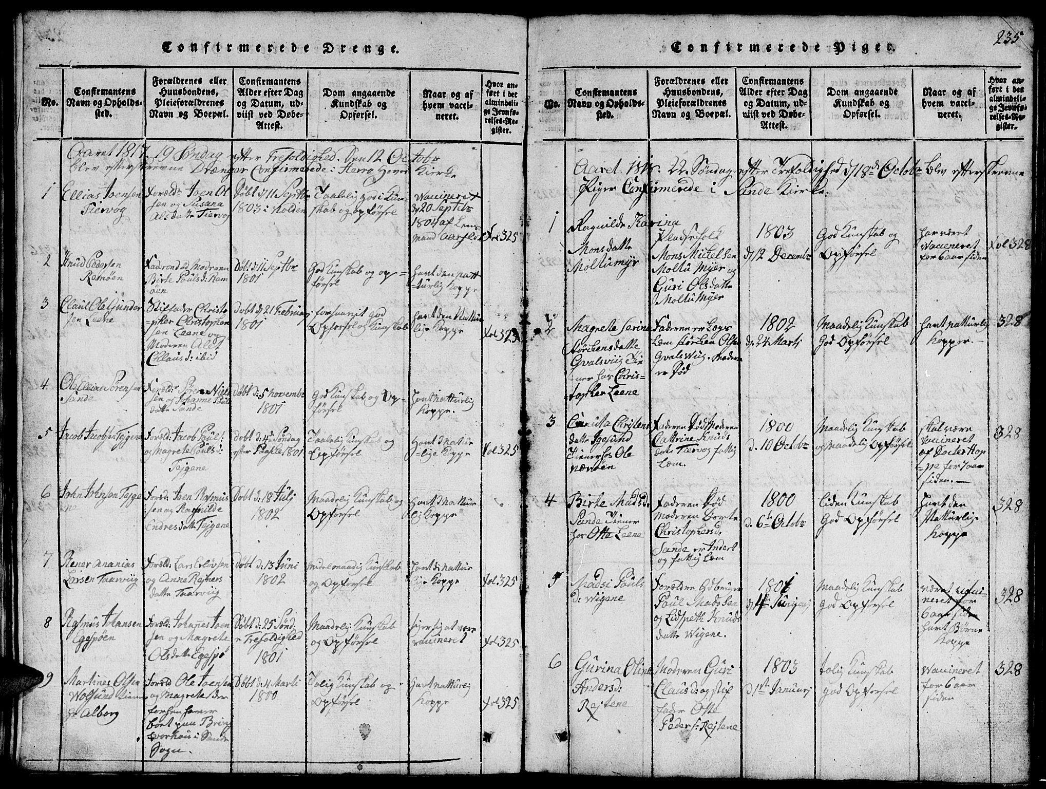 Ministerialprotokoller, klokkerbøker og fødselsregistre - Møre og Romsdal, AV/SAT-A-1454/507/L0078: Parish register (copy) no. 507C01, 1816-1840, p. 235