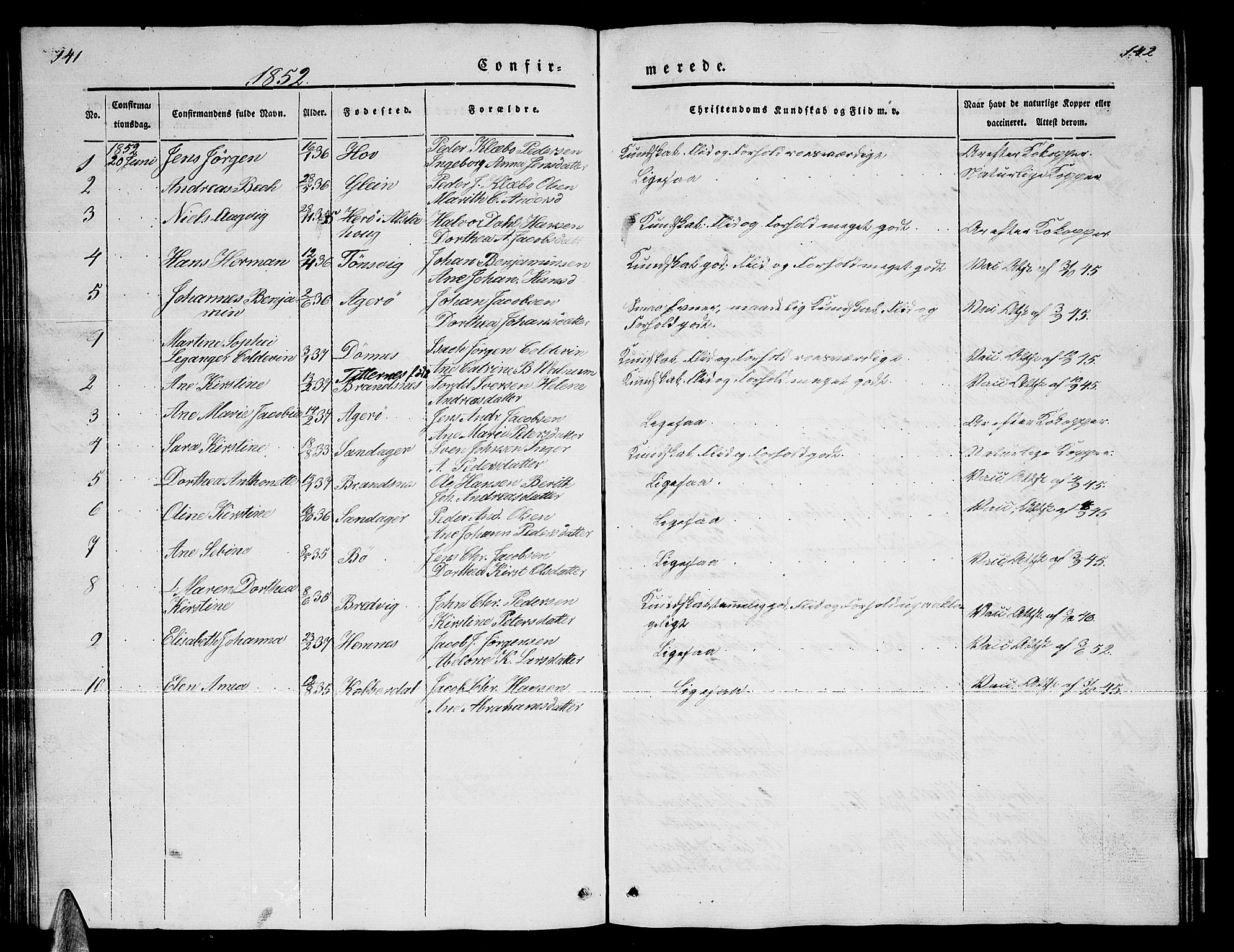 Ministerialprotokoller, klokkerbøker og fødselsregistre - Nordland, SAT/A-1459/835/L0530: Parish register (copy) no. 835C02, 1842-1865, p. 141-142