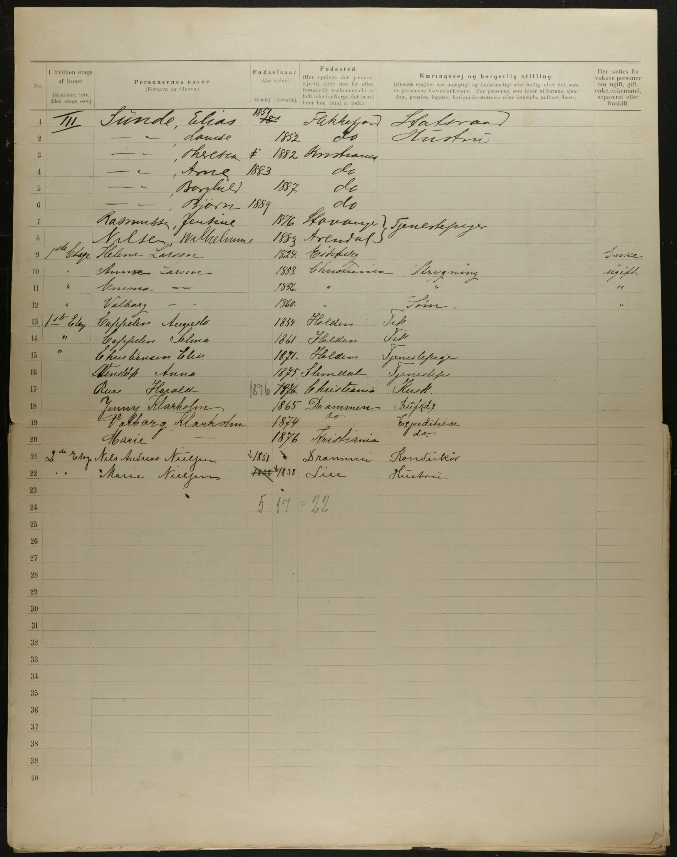 OBA, Municipal Census 1901 for Kristiania, 1901, p. 9085