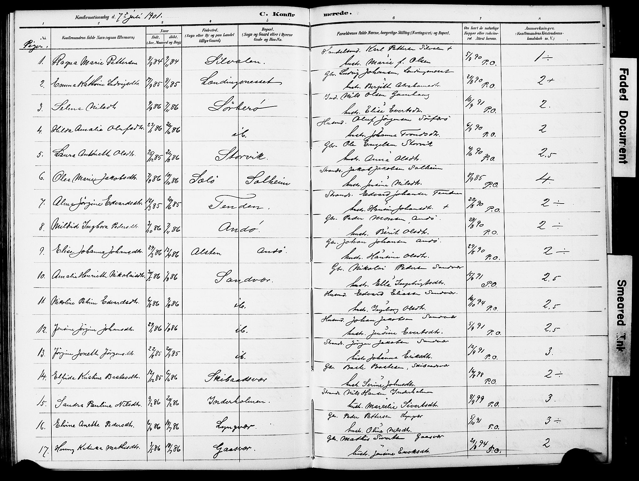 Ministerialprotokoller, klokkerbøker og fødselsregistre - Nordland, AV/SAT-A-1459/834/L0514: Parish register (copy) no. 834C05, 1893-1901