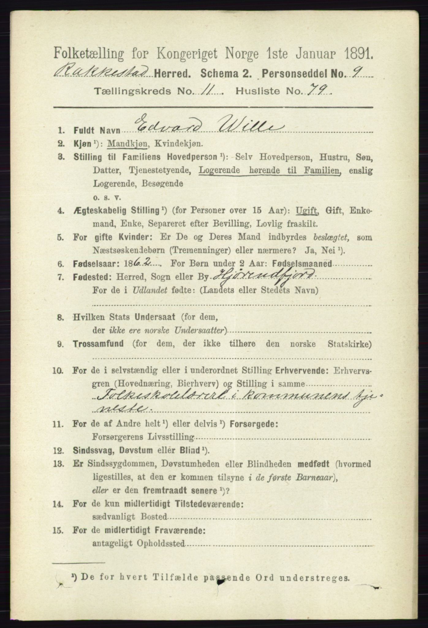 RA, 1891 census for 0128 Rakkestad, 1891, p. 5565