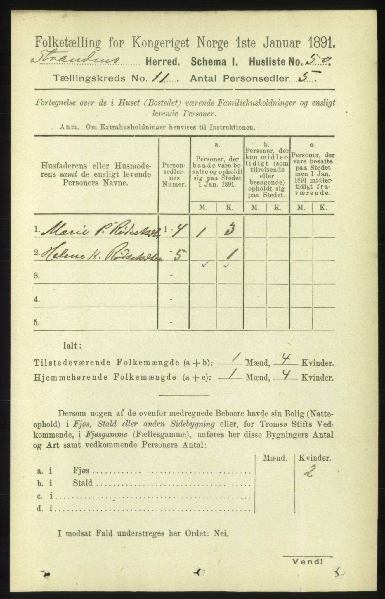 RA, 1891 census for 1525 Stranda, 1891, p. 2471