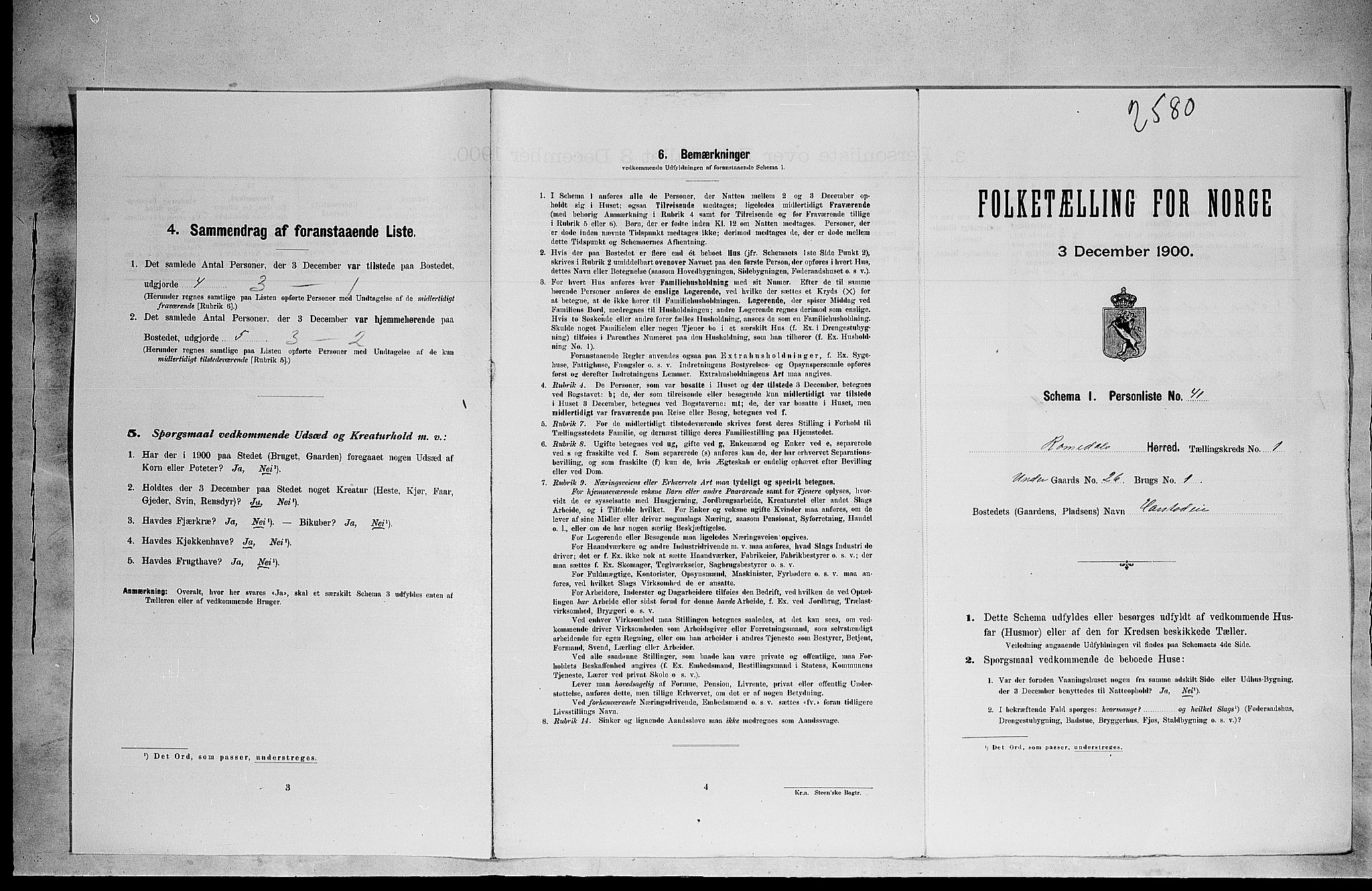 SAH, 1900 census for Romedal, 1900, p. 216